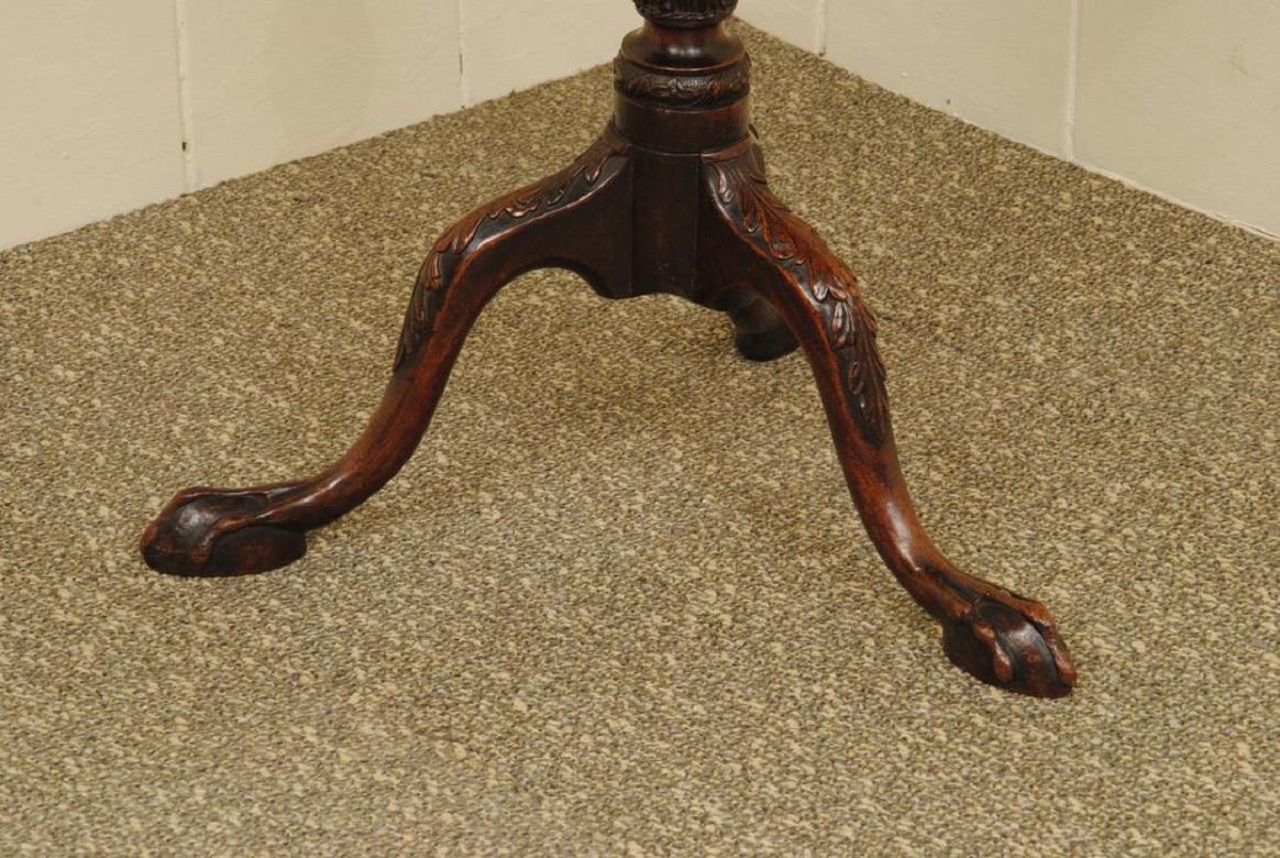 Carved Chippendale Period Mahogany Tripod Wine Table