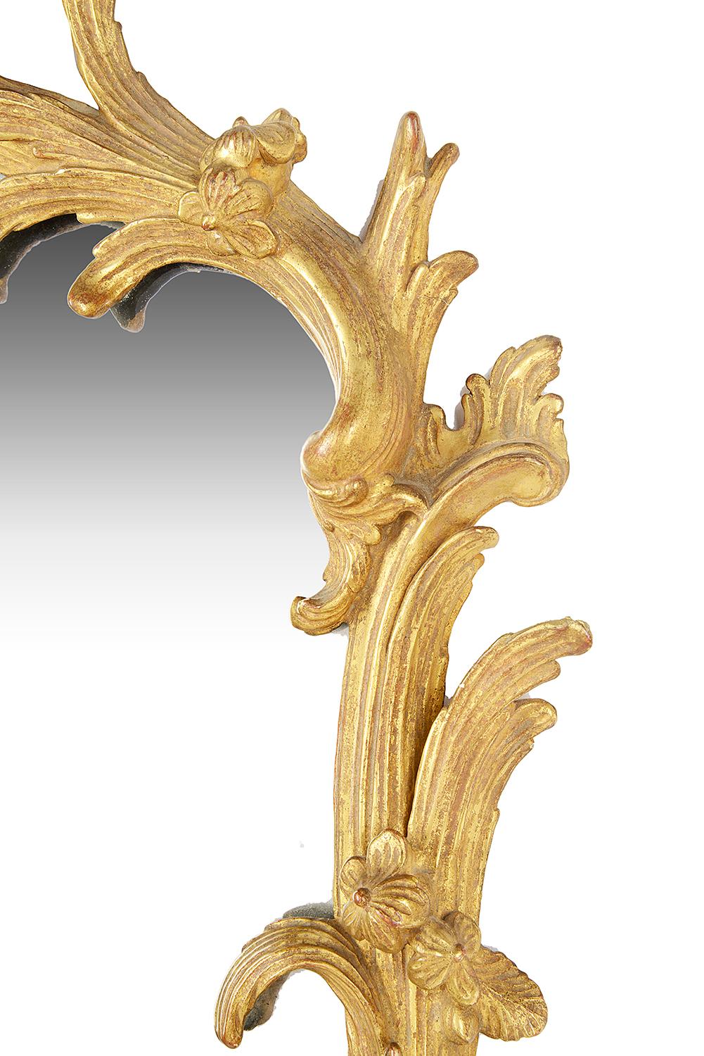 Giltwood Chippendale Period Wall Mirror, 18th Century For Sale
