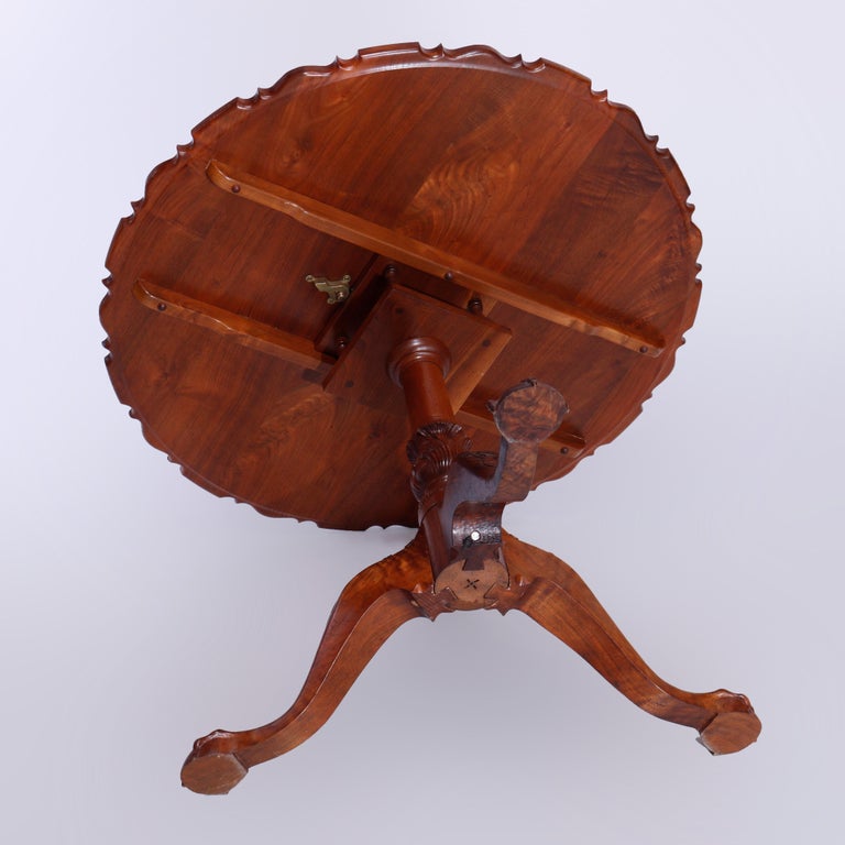 Wood Chippendale Philadelphia Style Carved Claw Foot Tilt Top Table, 20th C For Sale
