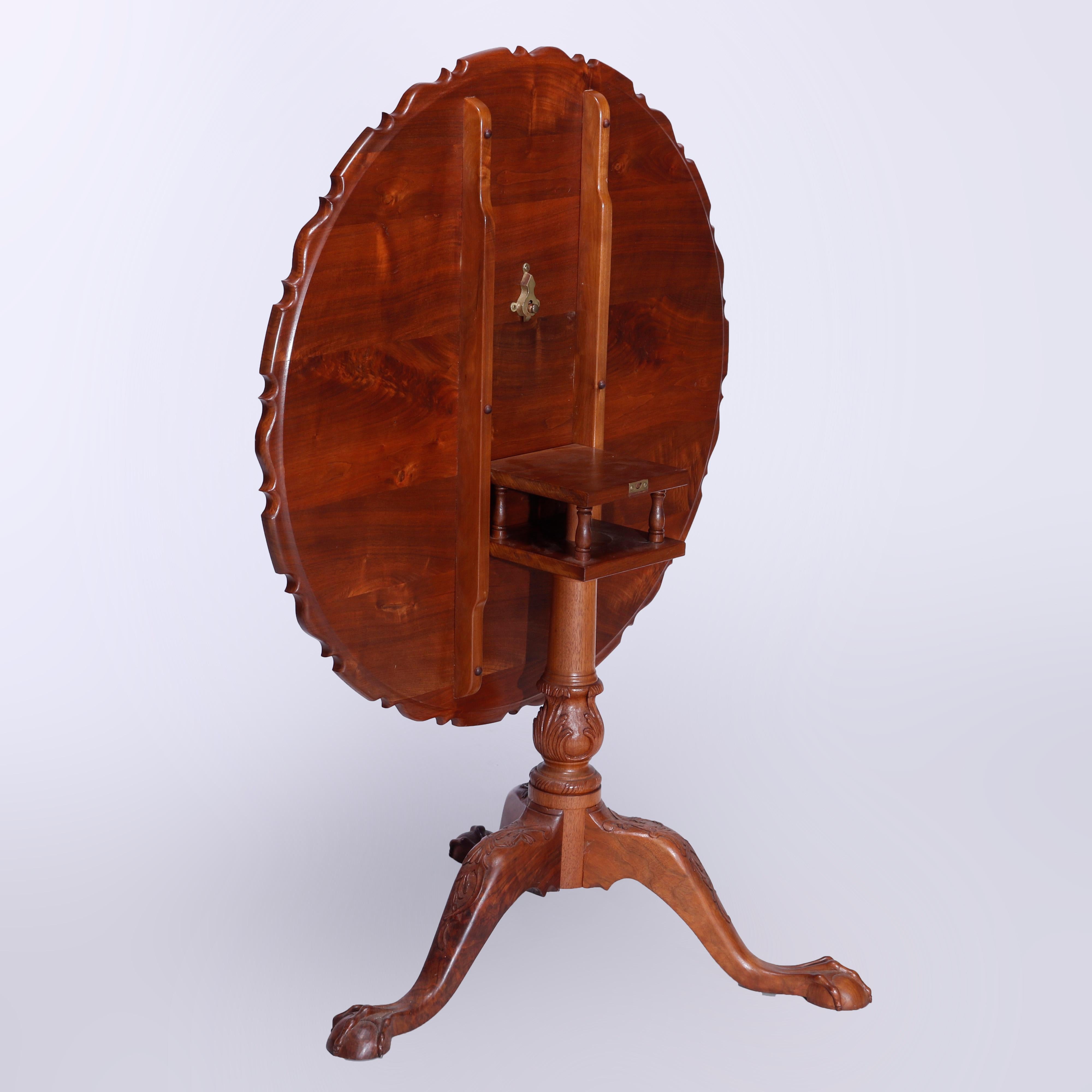 20th Century Chippendale Philadelphia Style Carved Claw Foot Tilt Top Table, 20th C For Sale