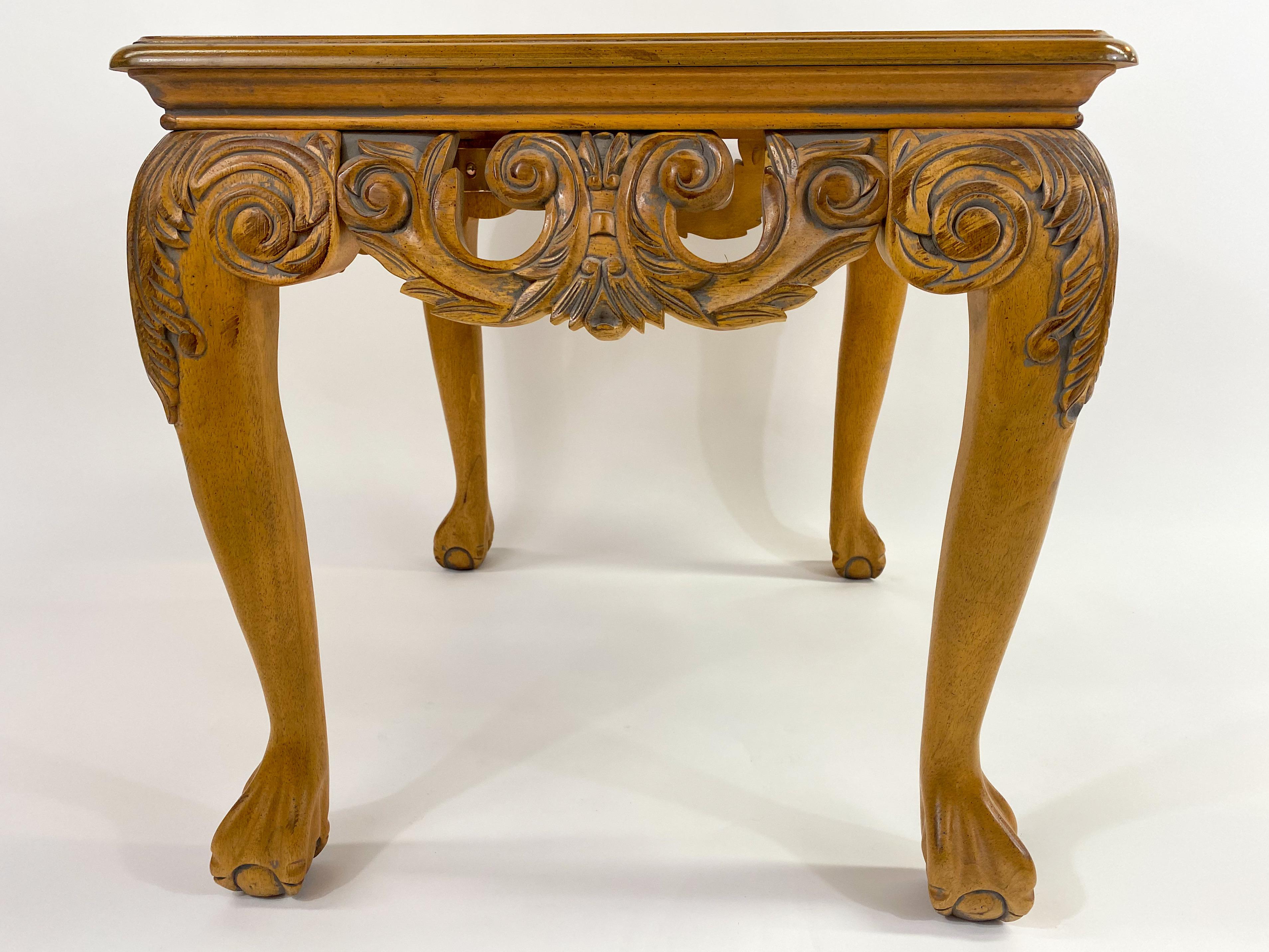 Chippendale Queen Ann Style Carved Wood  Coffee or Cocktail Table For Sale 7