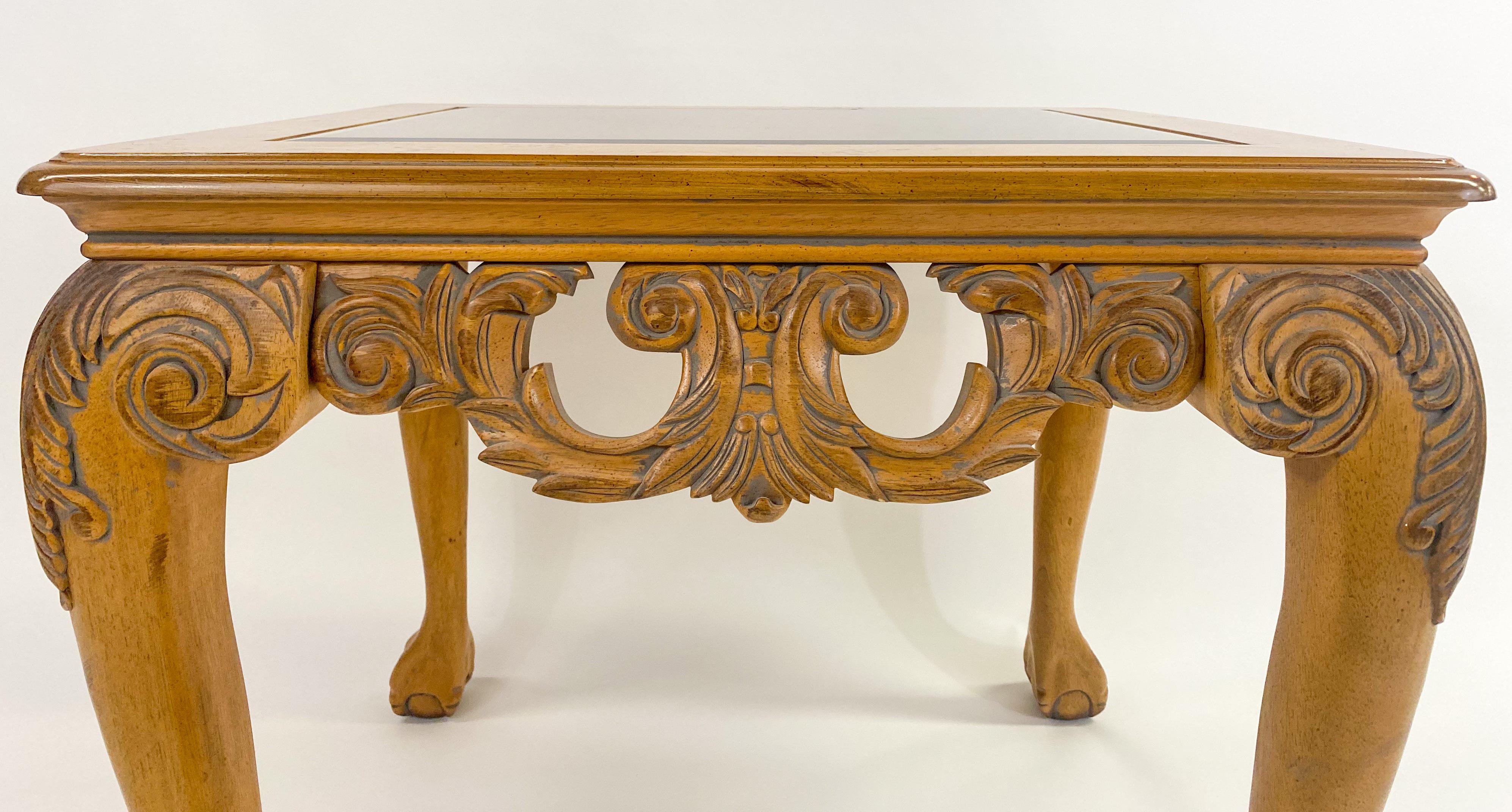 20th Century Chippendale Queen Ann Style Carved Wood  Coffee or Cocktail Table For Sale