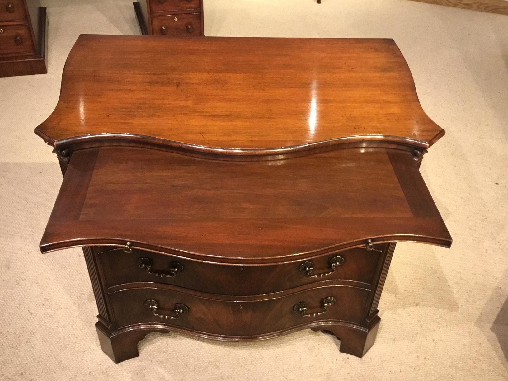 Chippendale Revival Flame Mahogany Serpentine Bachelors Chest 1