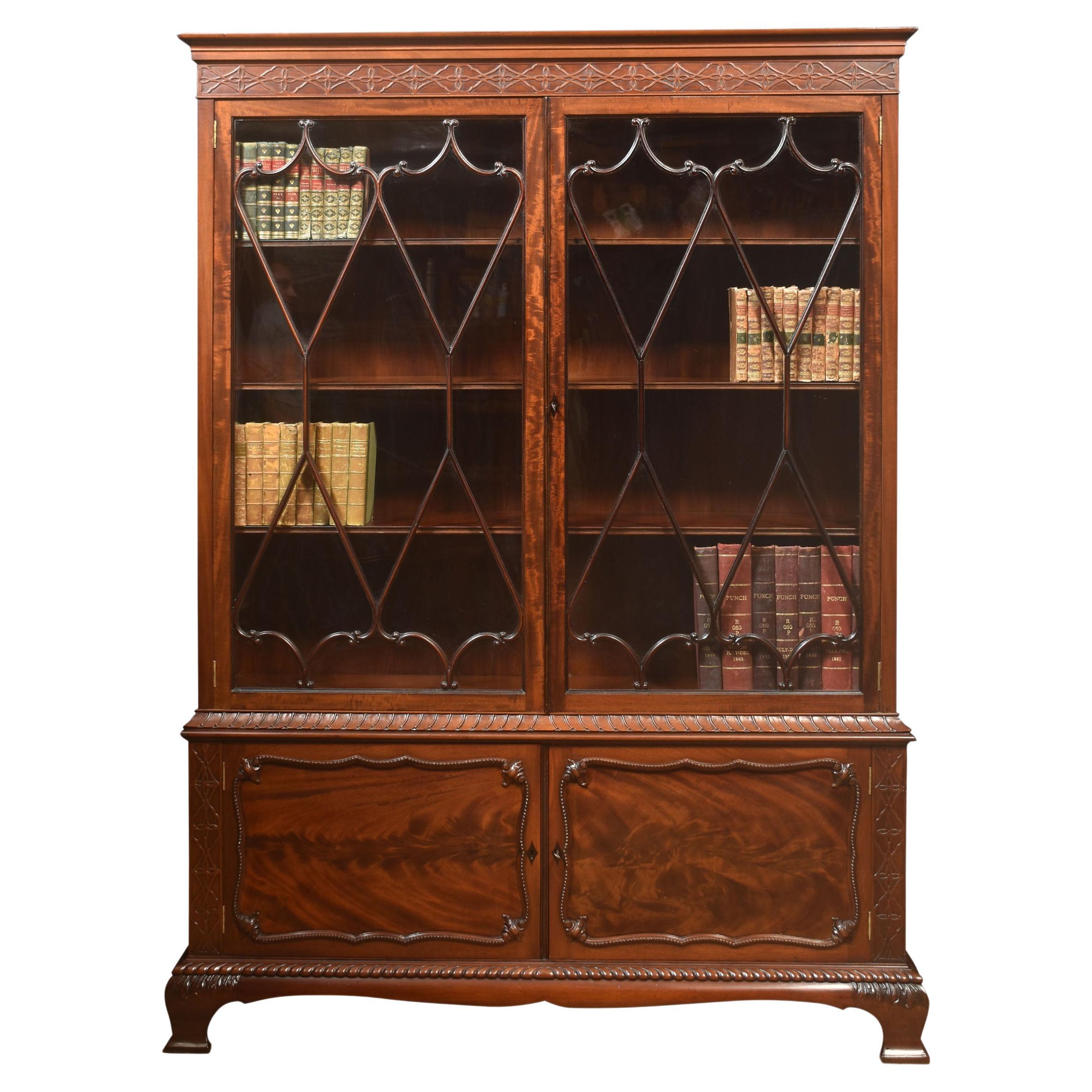 Chippendale Revival mahogany bookcase For Sale