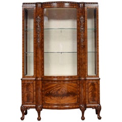 Chippendale Revival Mahogany Bow Fronted Display Cabinet