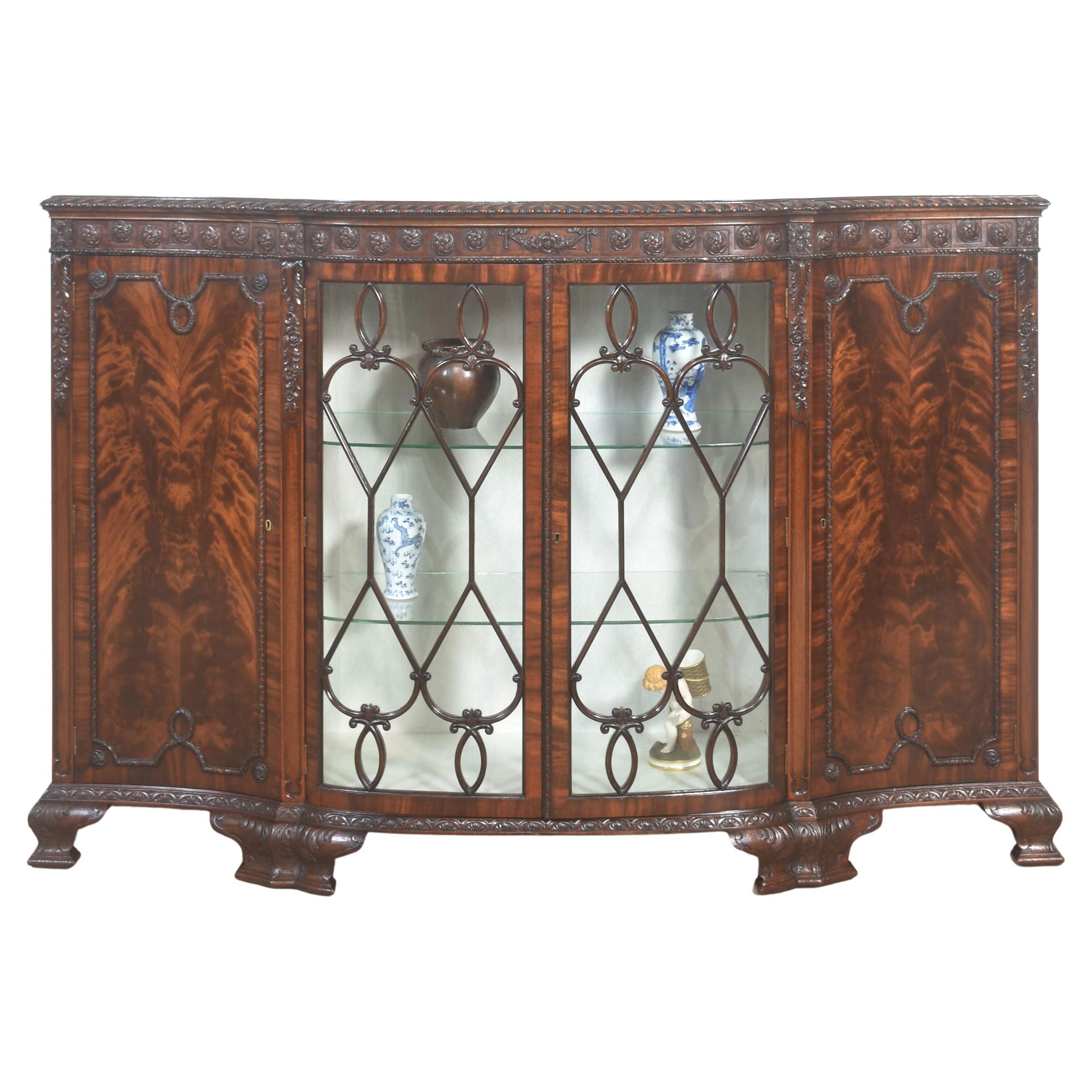 Chippendale Revival Mahogany Display Cabinet For Sale