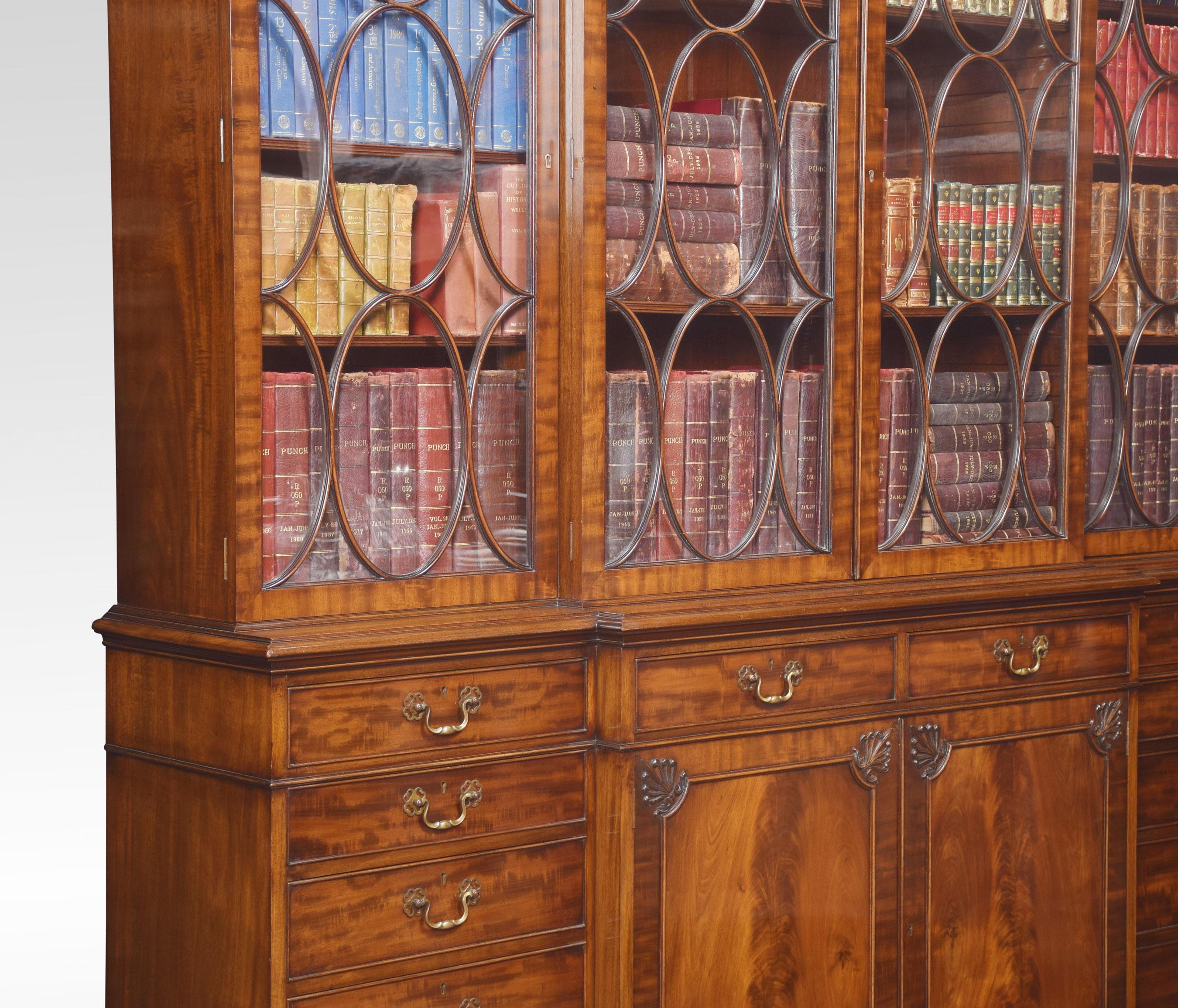 Chippendale Revival Mahogany Four-Door Breakfront Bookcase 8