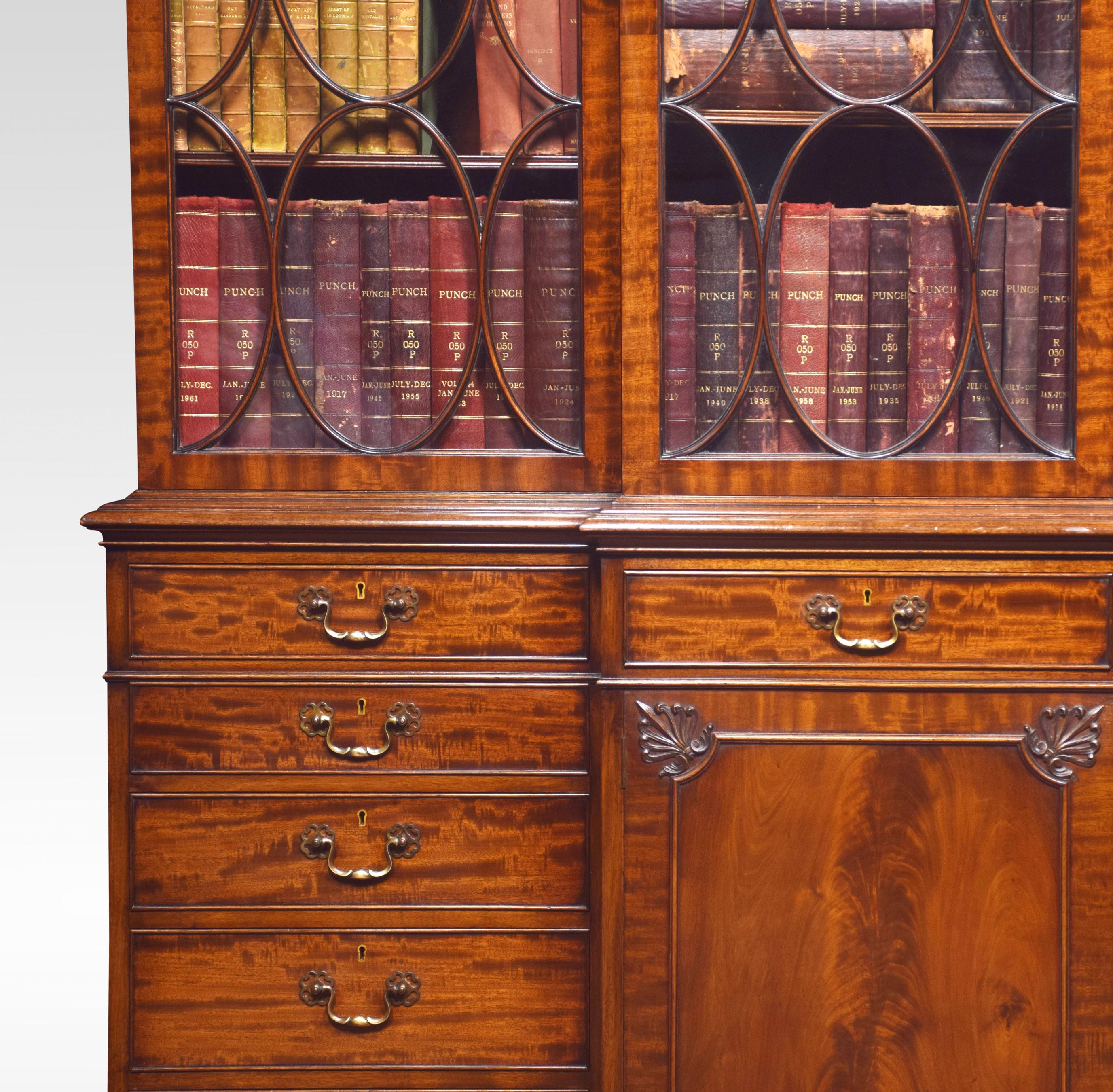 Chippendale Revival Mahogany Four-Door Breakfront Bookcase In Good Condition In Cheshire, GB
