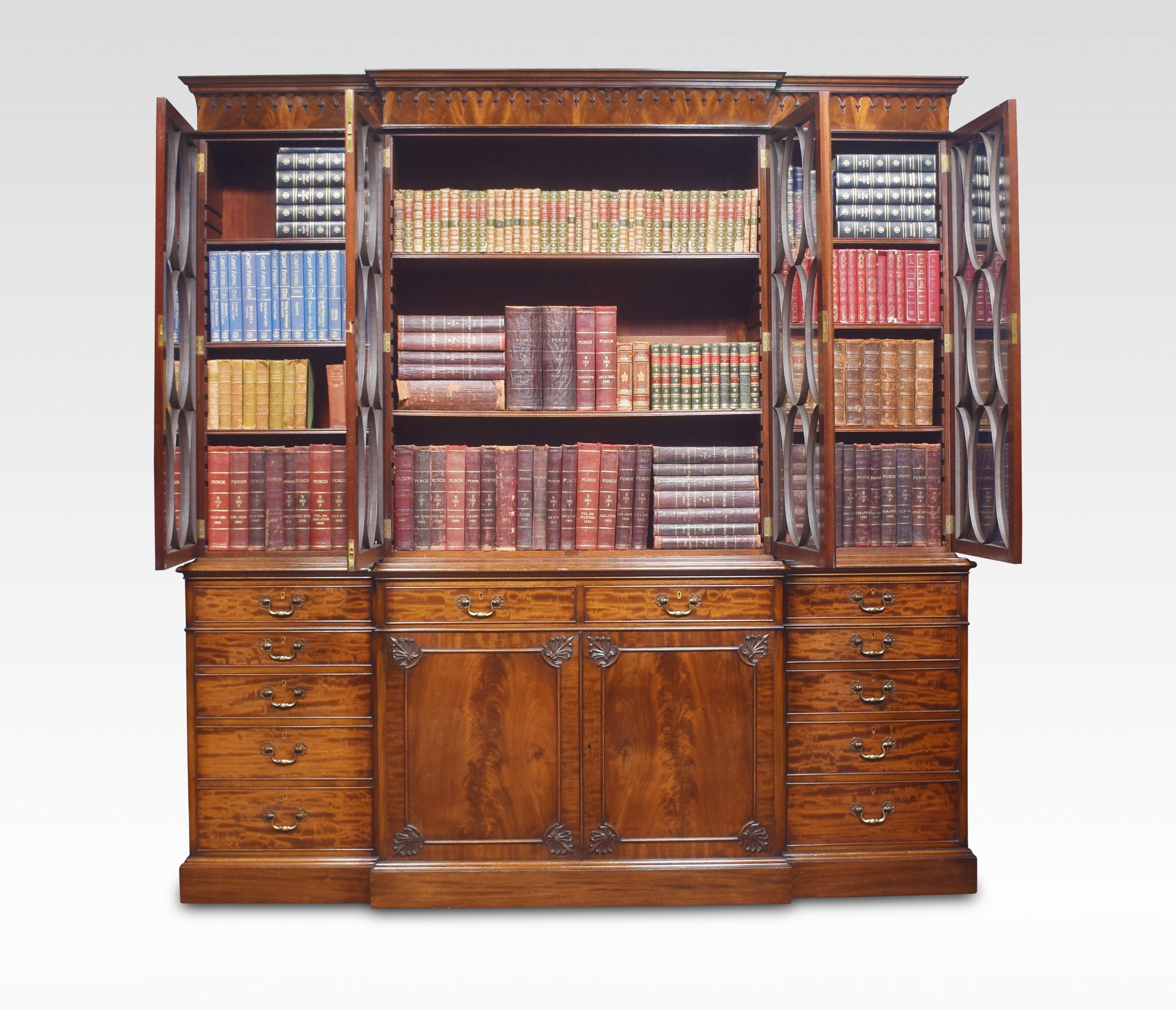 Chippendale Revival Mahogany Four-Door Breakfront Bookcase 2