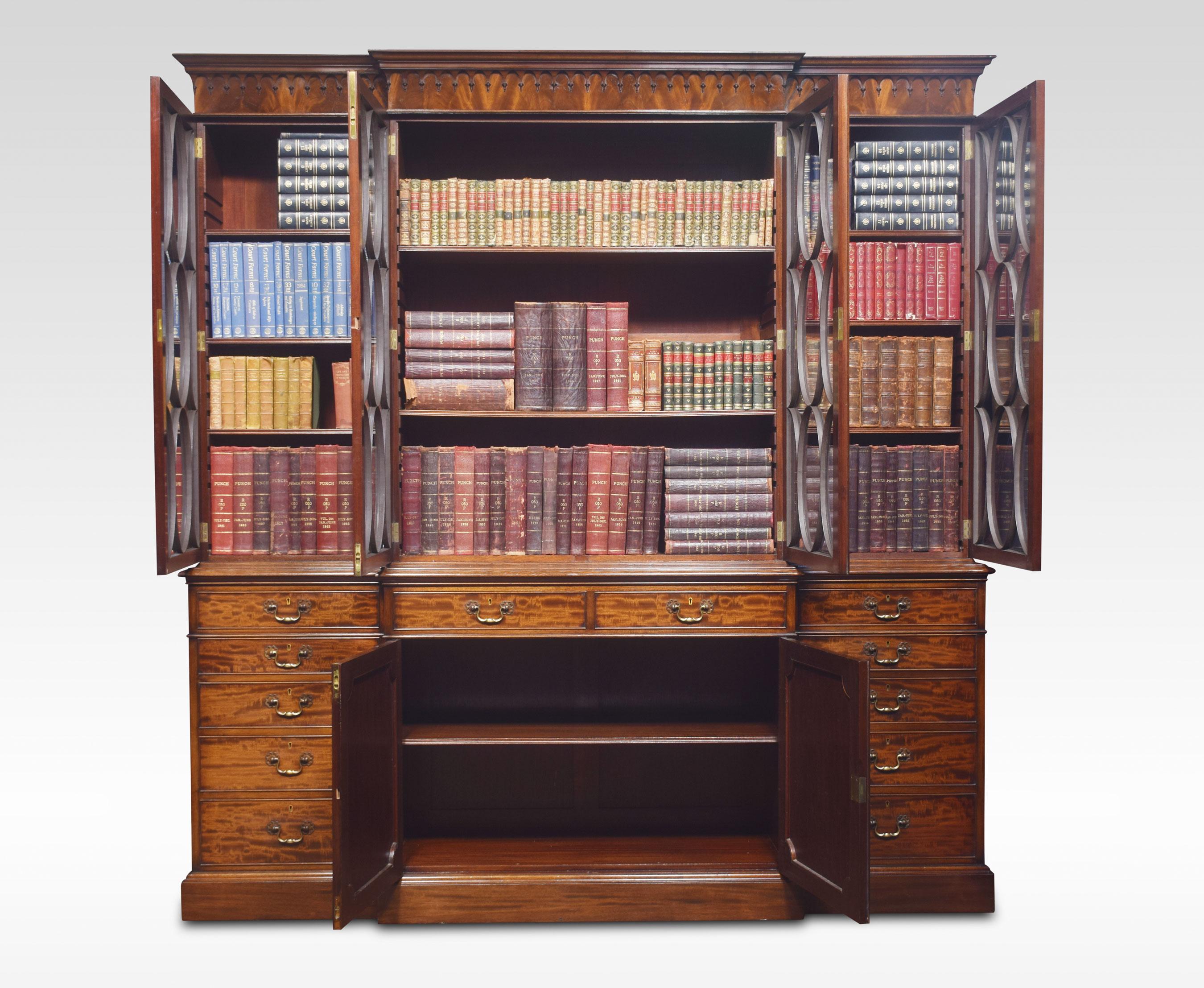 Chippendale Revival Mahogany Four-Door Breakfront Bookcase 3