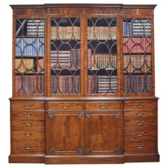 Chippendale Revival Mahogany Four-Door Breakfront Bookcase