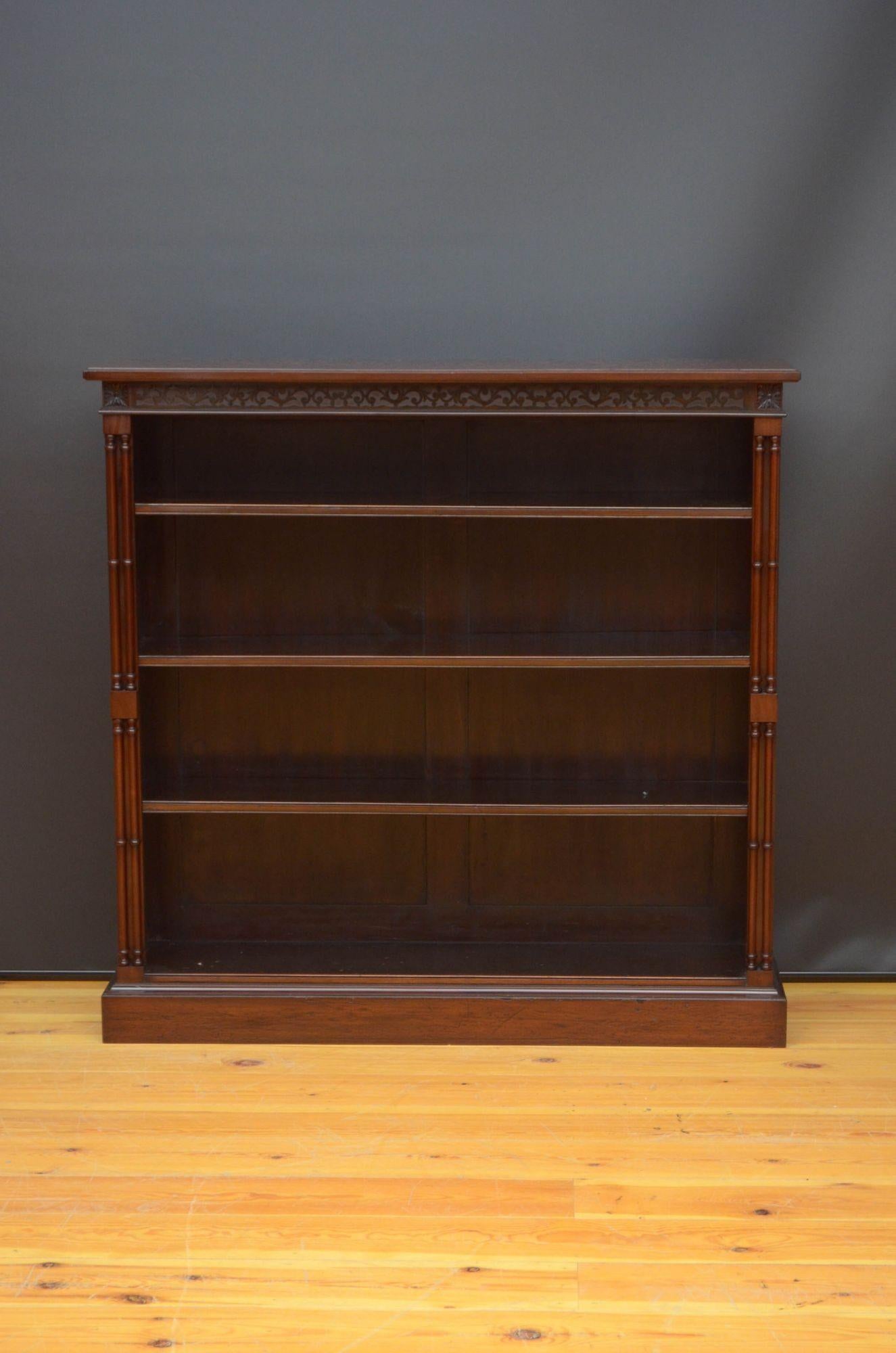 Victorian Chippendale Revival Mahogany Open Bookcase For Sale