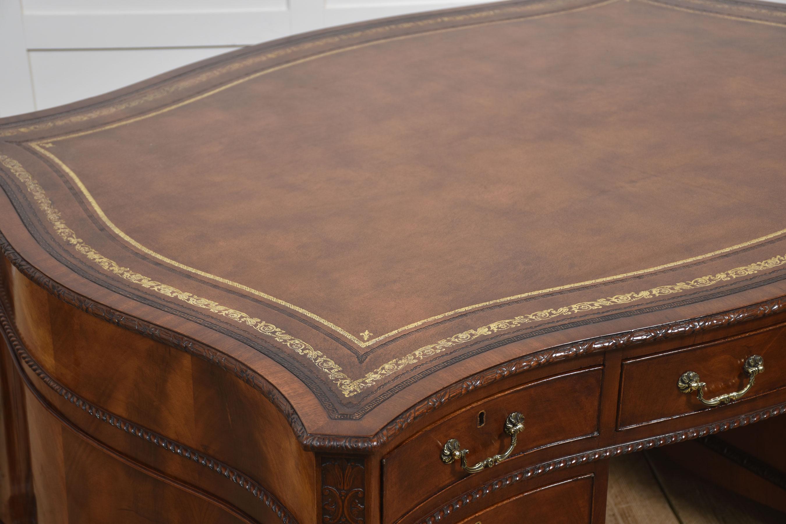 Chippendale Revival Mahogany Serpentine Partner’s Desk For Sale 5