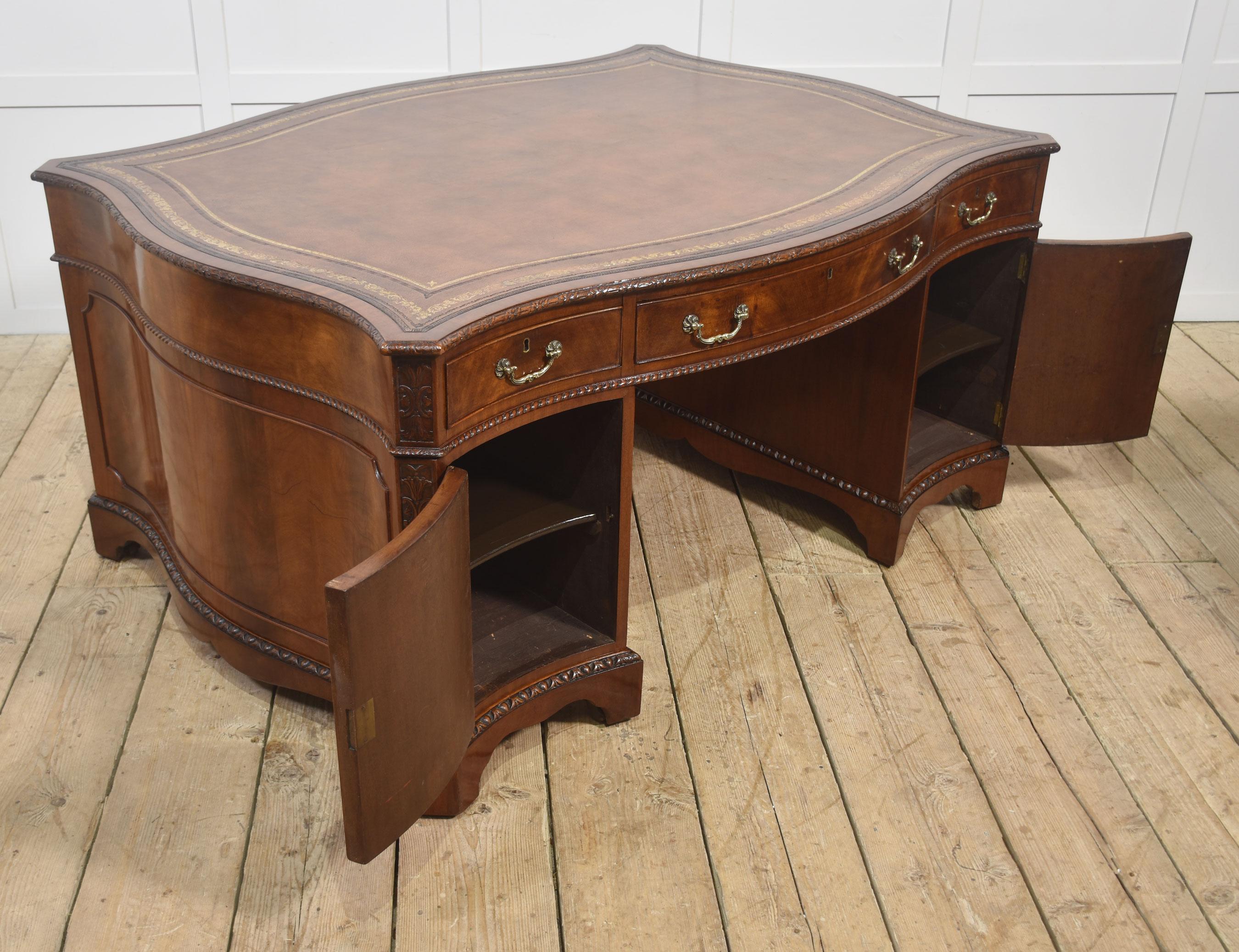 Chippendale Revival Mahogany Serpentine Partner’s Desk For Sale 12