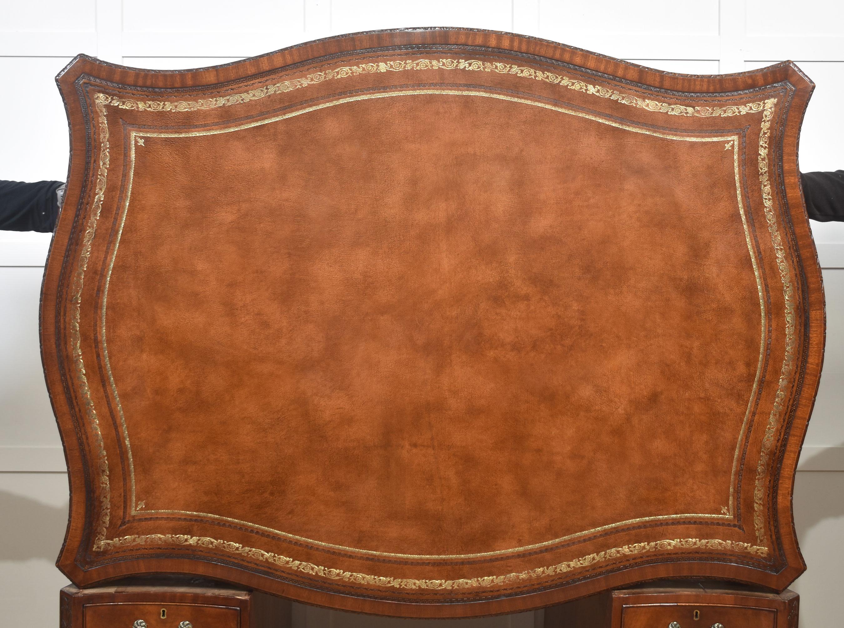 Chippendale Revival Mahogany Serpentine Partner’s Desk For Sale 14
