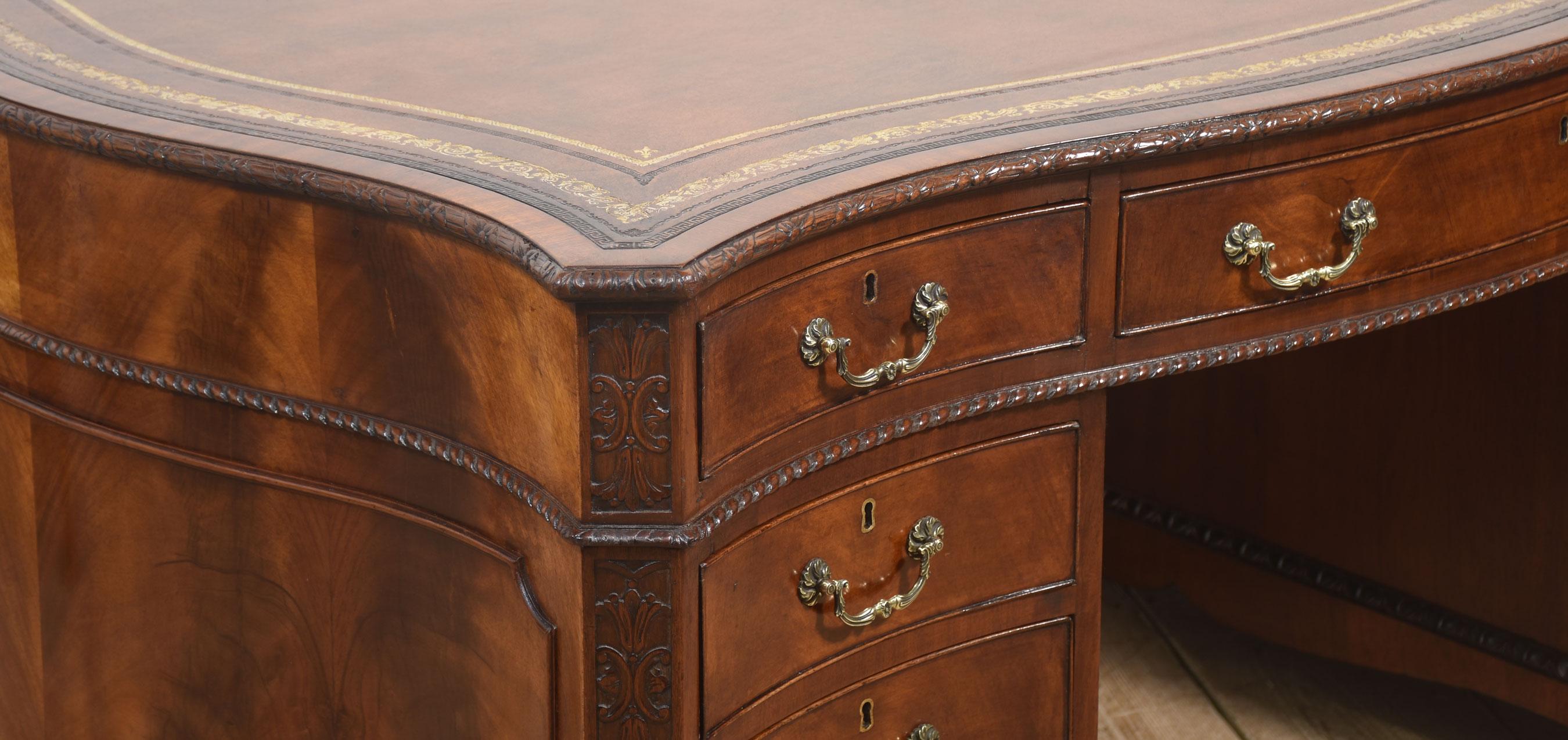 Chippendale Revival Mahogany Serpentine Partner’s Desk For Sale 3