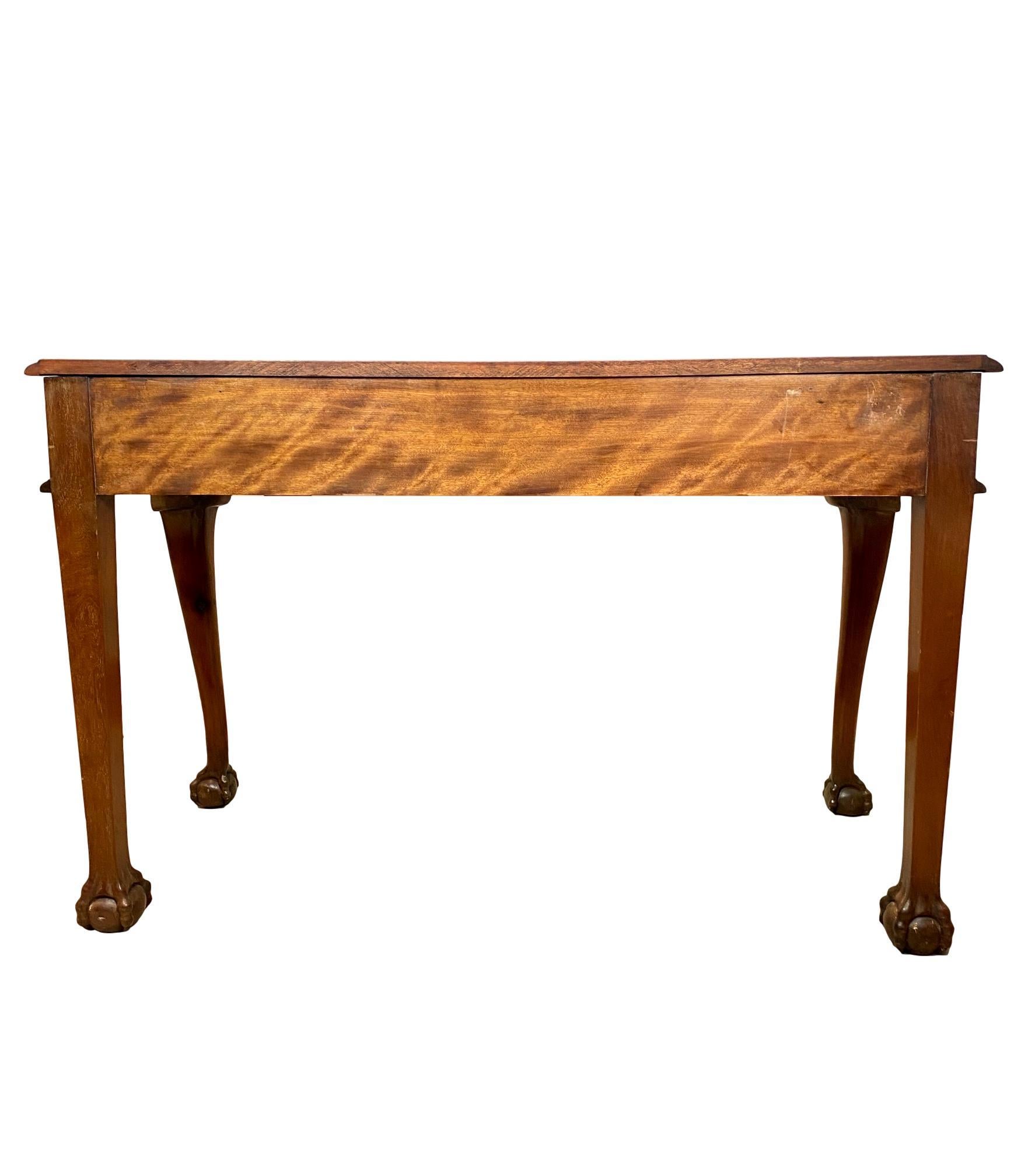 19th Century Chippendale Revival Mahogany Three-Drawer Console Table, English, circa 1880 For Sale