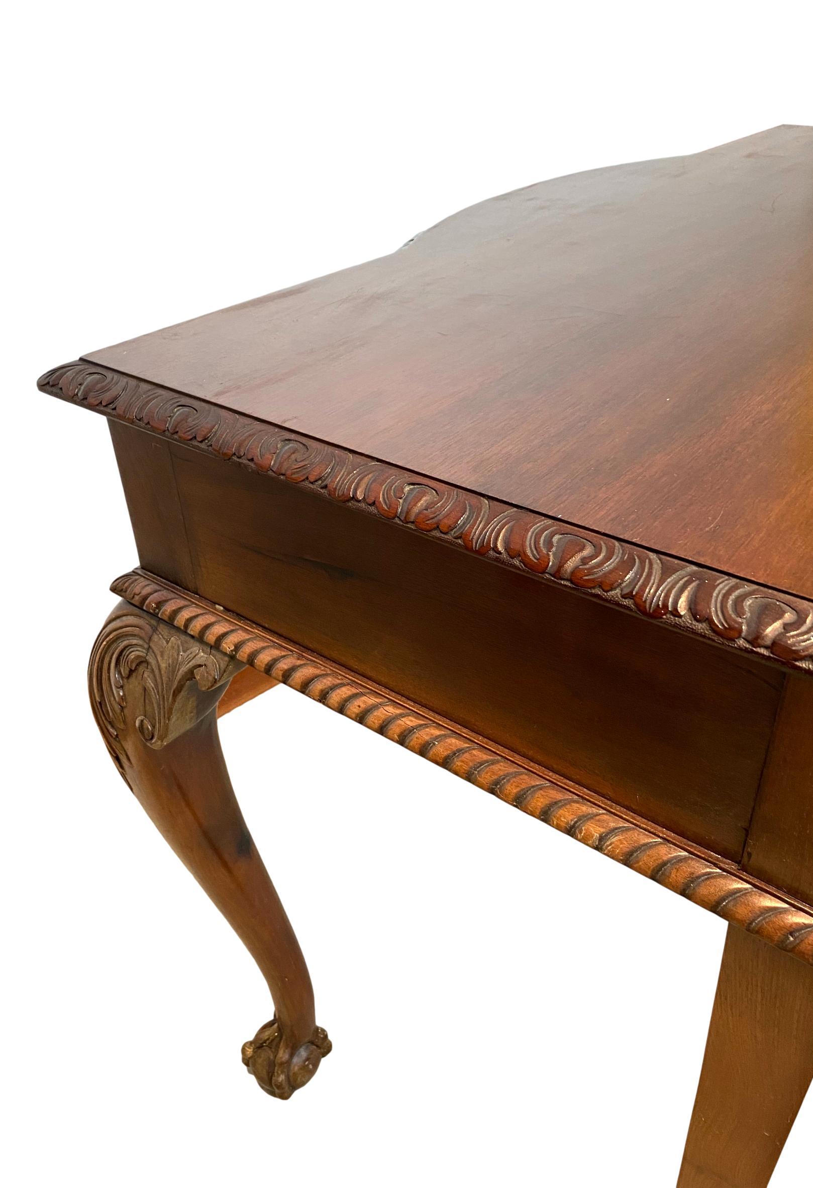 Chippendale Revival Mahogany Three-Drawer Console Table, English, circa 1880 For Sale 2
