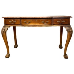 Antique Chippendale Revival Mahogany Three-Drawer Console Table, English, circa 1880