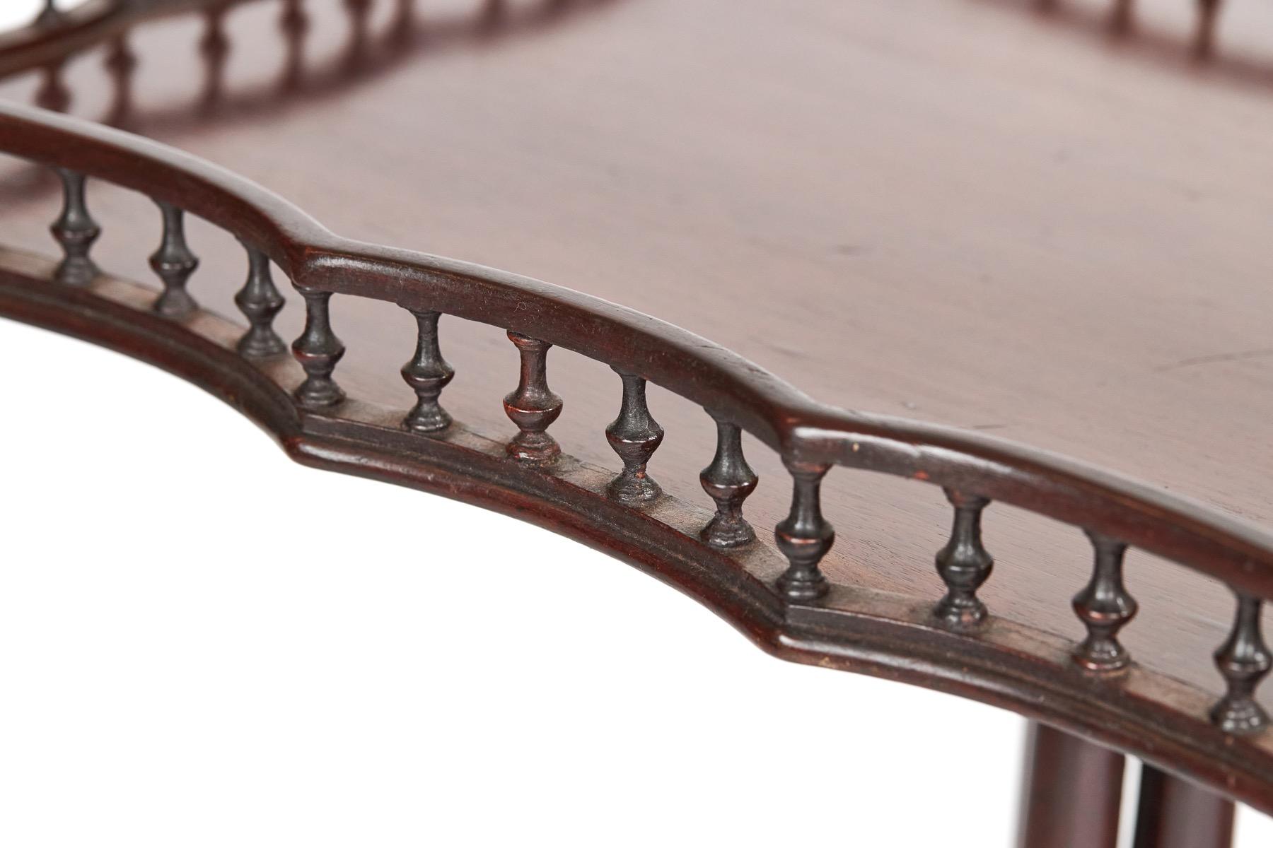 Polished Chippendale Revival Mahogany Tip Up Tray Top Table