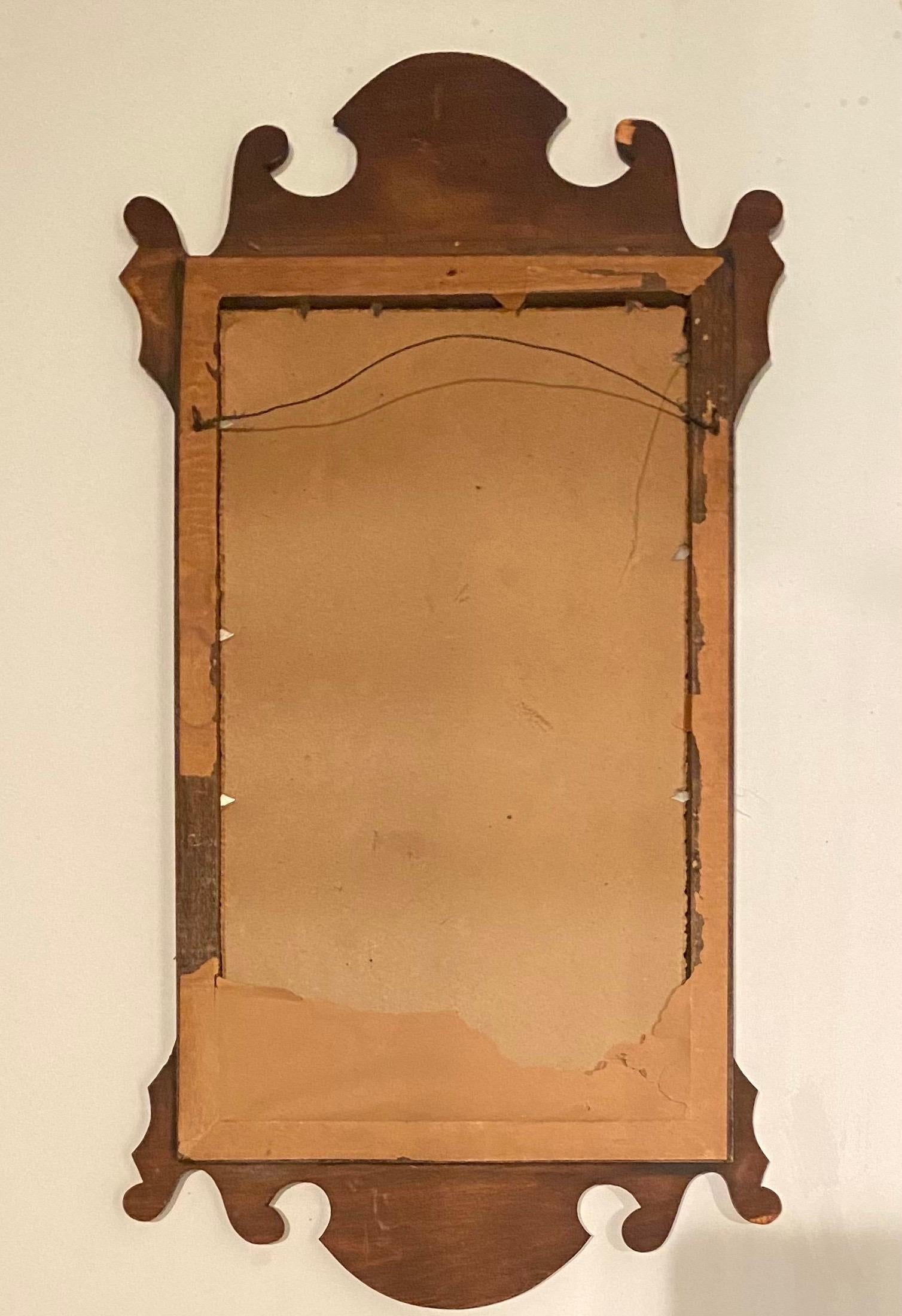 Chippendale Revival Walnut Pediment Wall Mirror, circa 1920 1