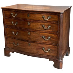 Chippendale Satinwood & Tulipwood Inlaid Mahogany Serpentine Chest of Drawers
