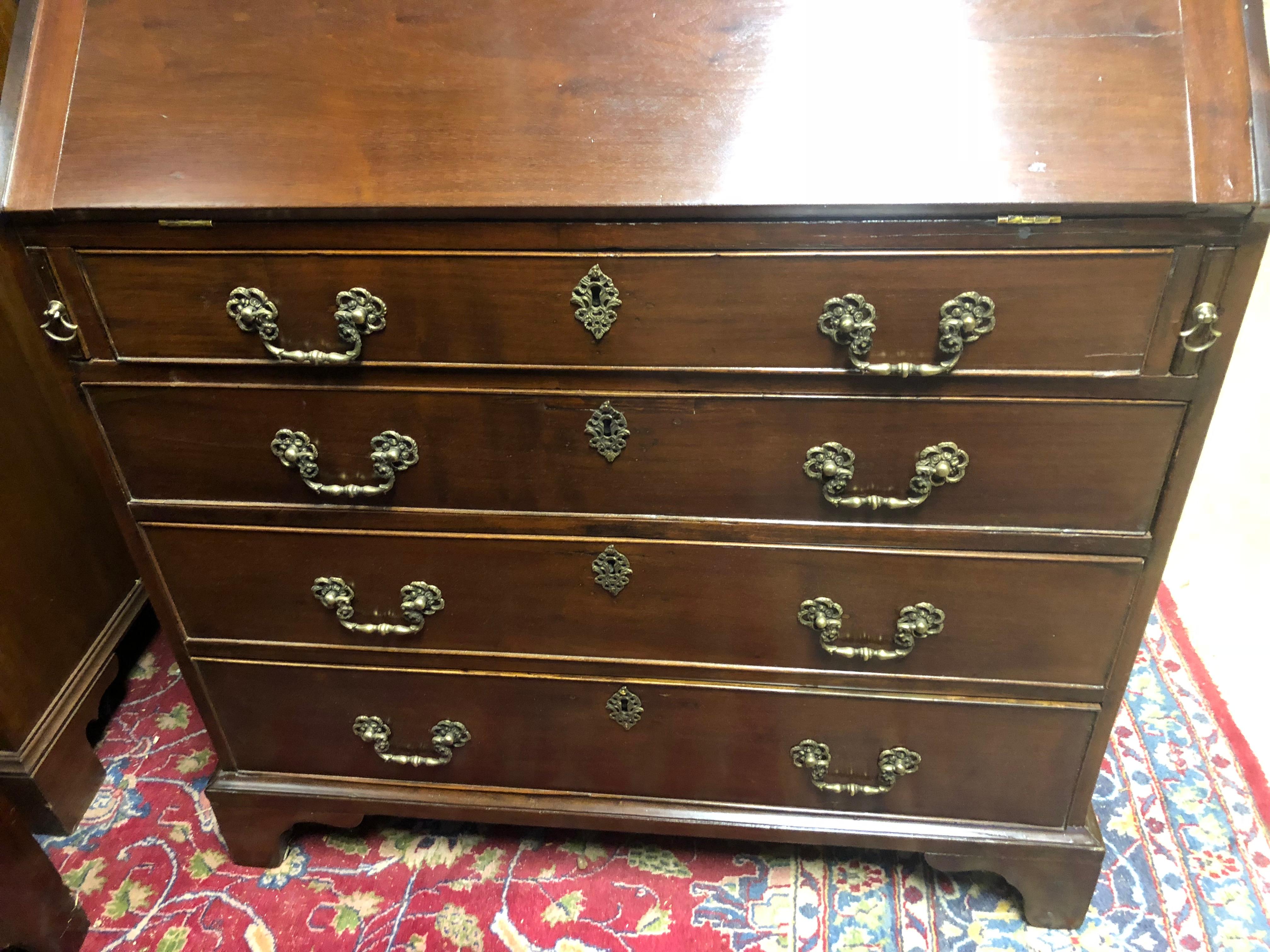 Period English Chippendale Bureau bookcase with secretary interior. Only 36