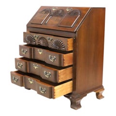 Chippendale Shell Carved Mahogany Block Front Desk C1930
