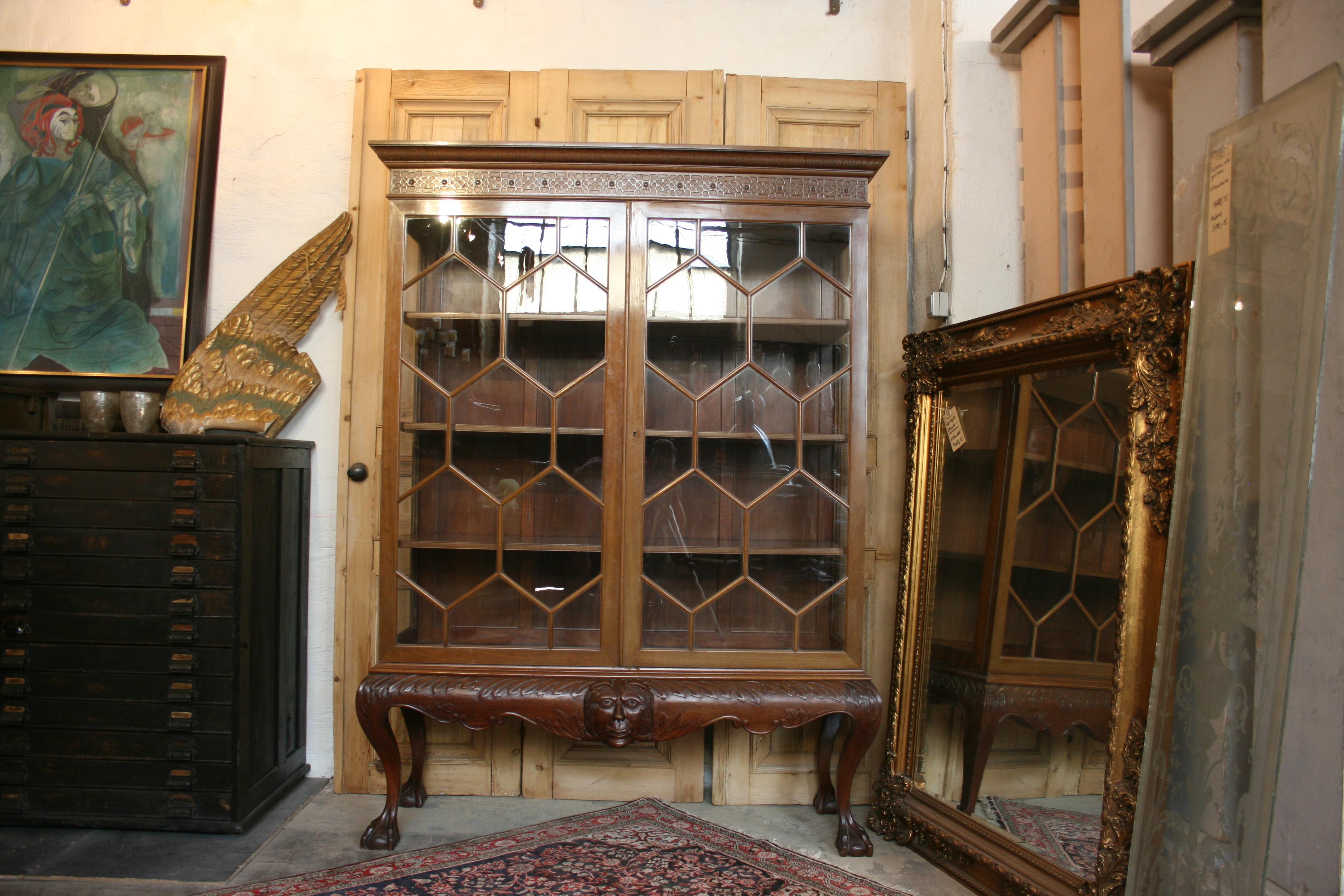 Carved Chippendale Showcase, Mahogany