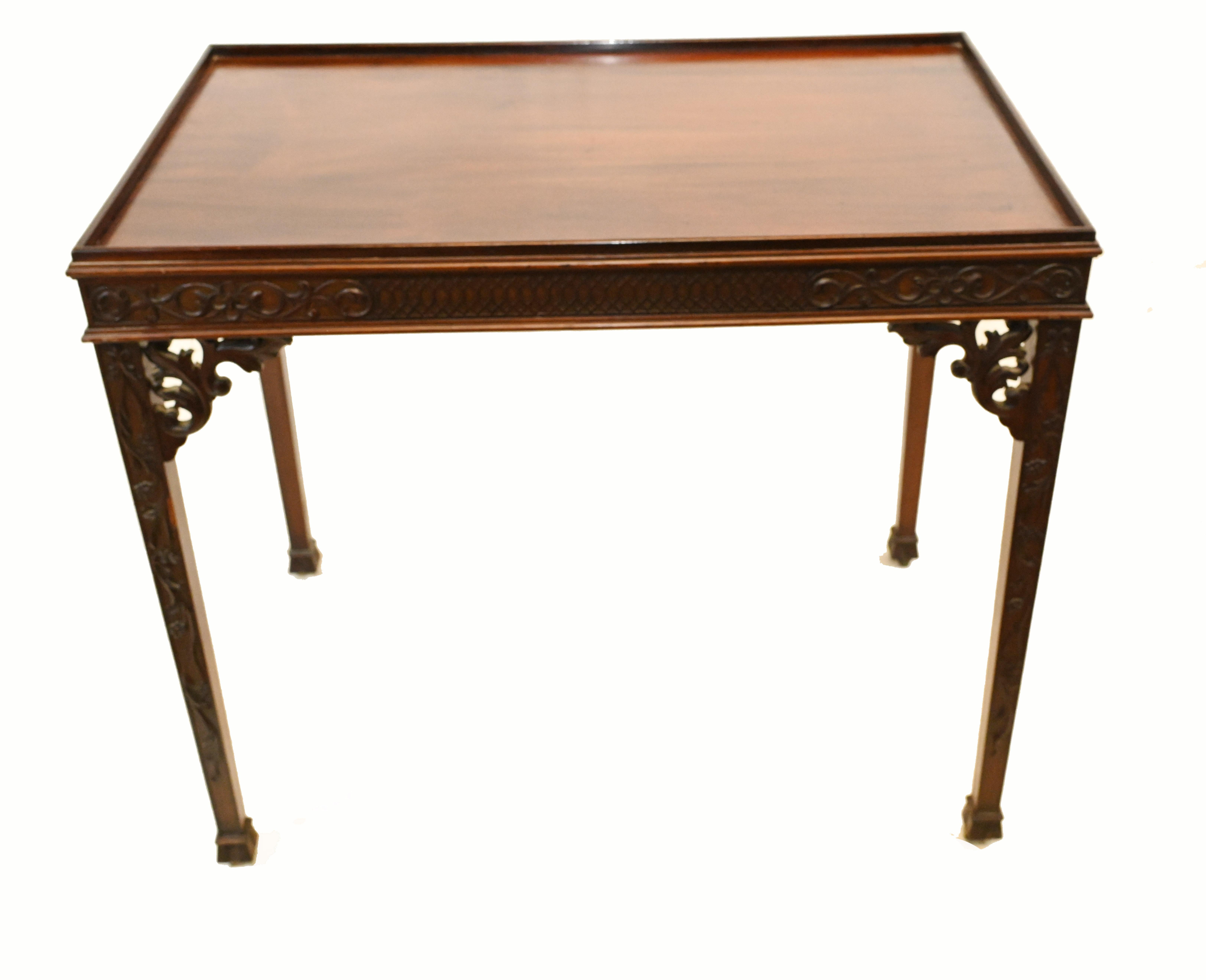 Chippendale Silver Table Mahogany Side Tables, 1880 In Good Condition For Sale In Potters Bar, GB