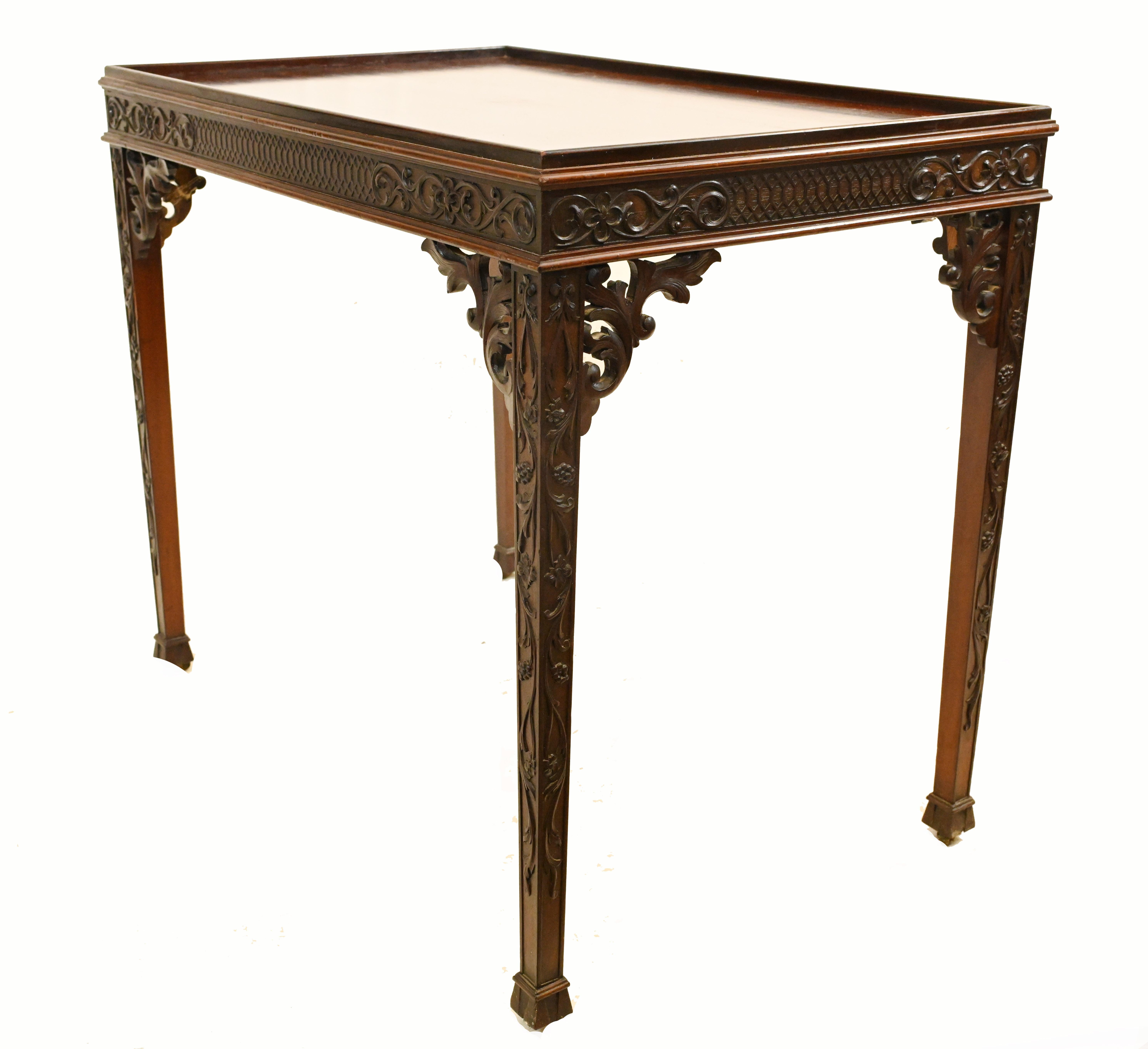 Chippendale Silver Table Mahogany Side Tables, 1880 For Sale 3