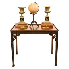 Chippendale Silver Table Mahogany Side Tables, 1880