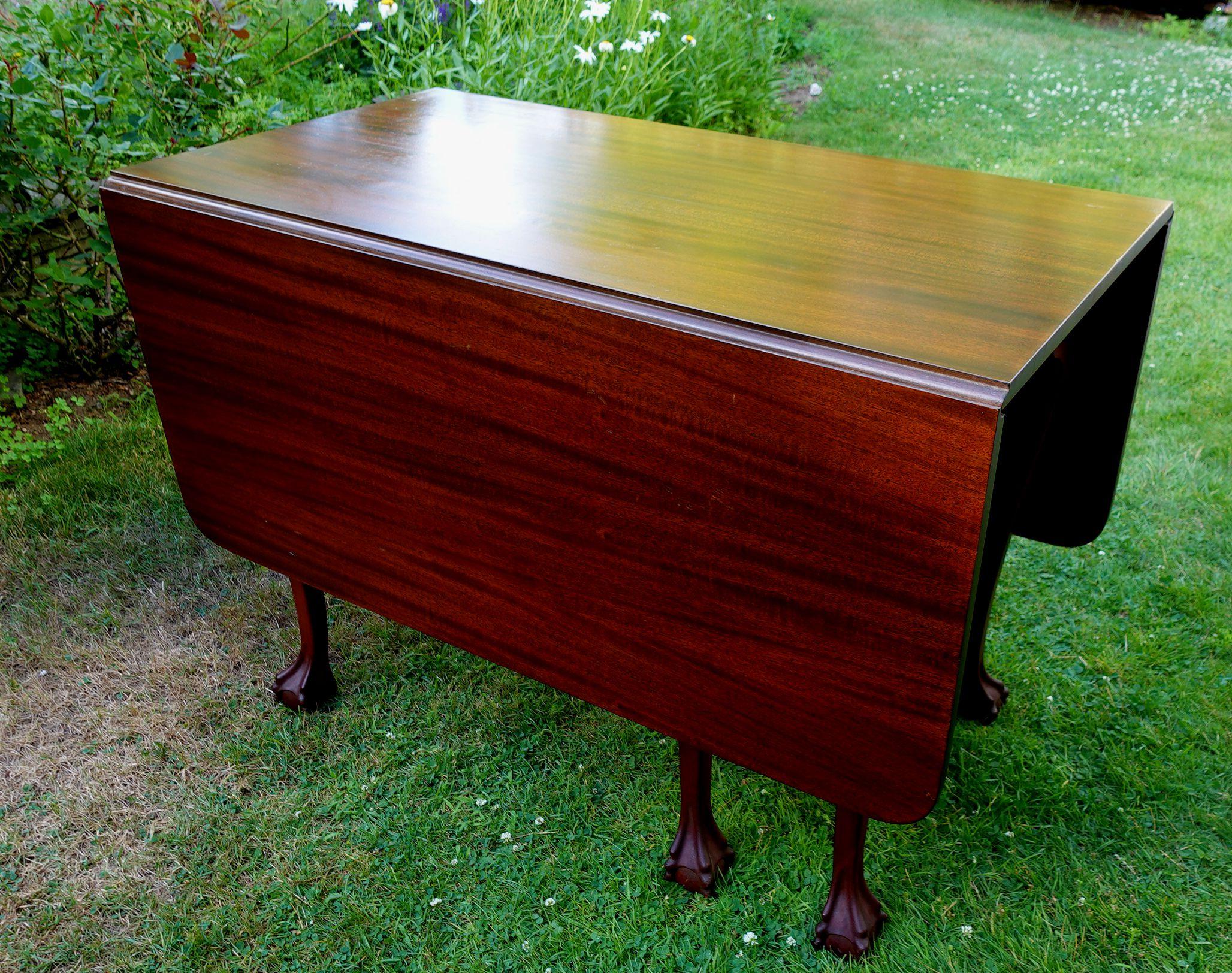 Chippendale Six Leg Claw and Ball Drop-Leaf Dining Table #2 For Sale 5