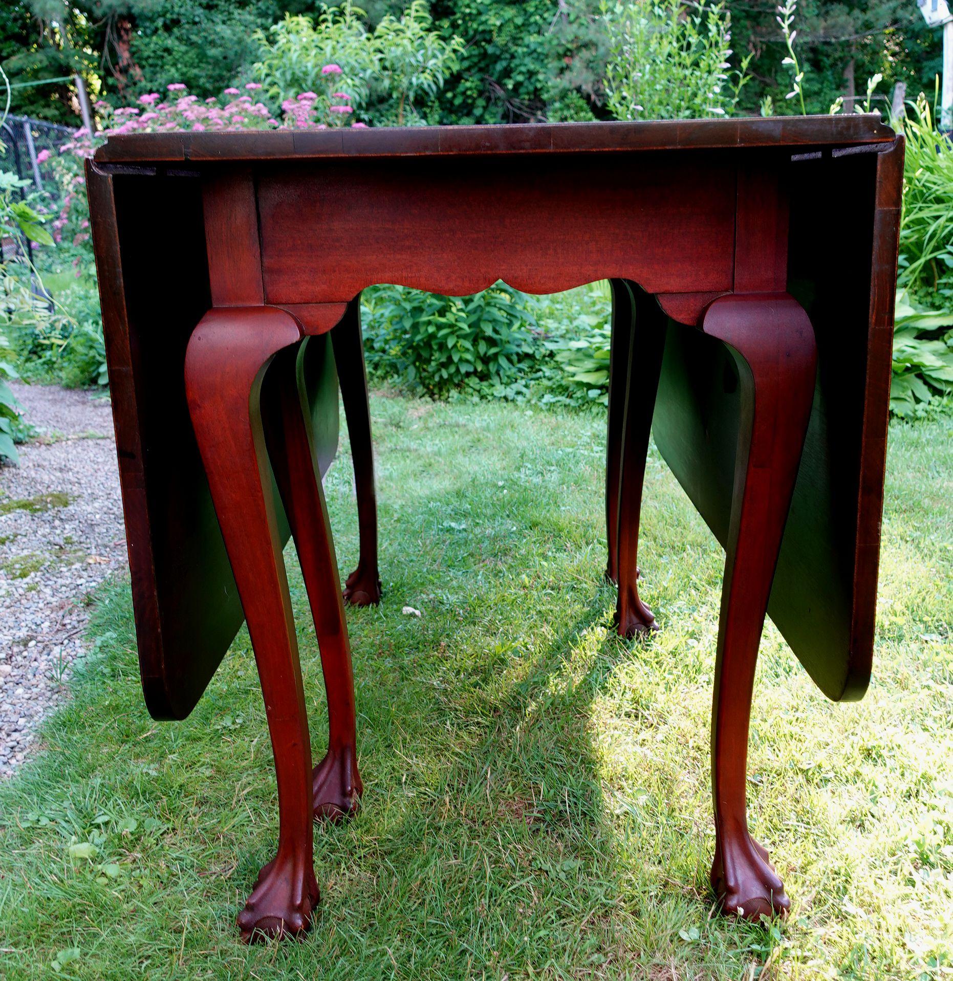 Chippendale Six Leg Claw and Ball Drop-Leaf Dining Table #2 For Sale 7