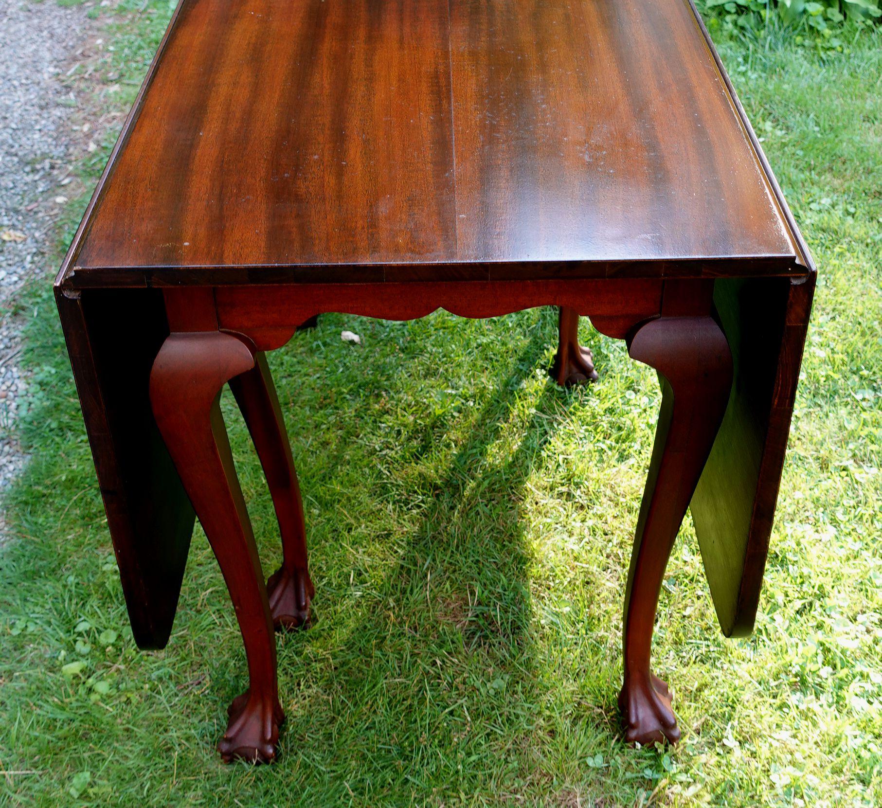 Chippendale Six Leg Claw and Ball Drop-Leaf Dining Table #2 For Sale 10