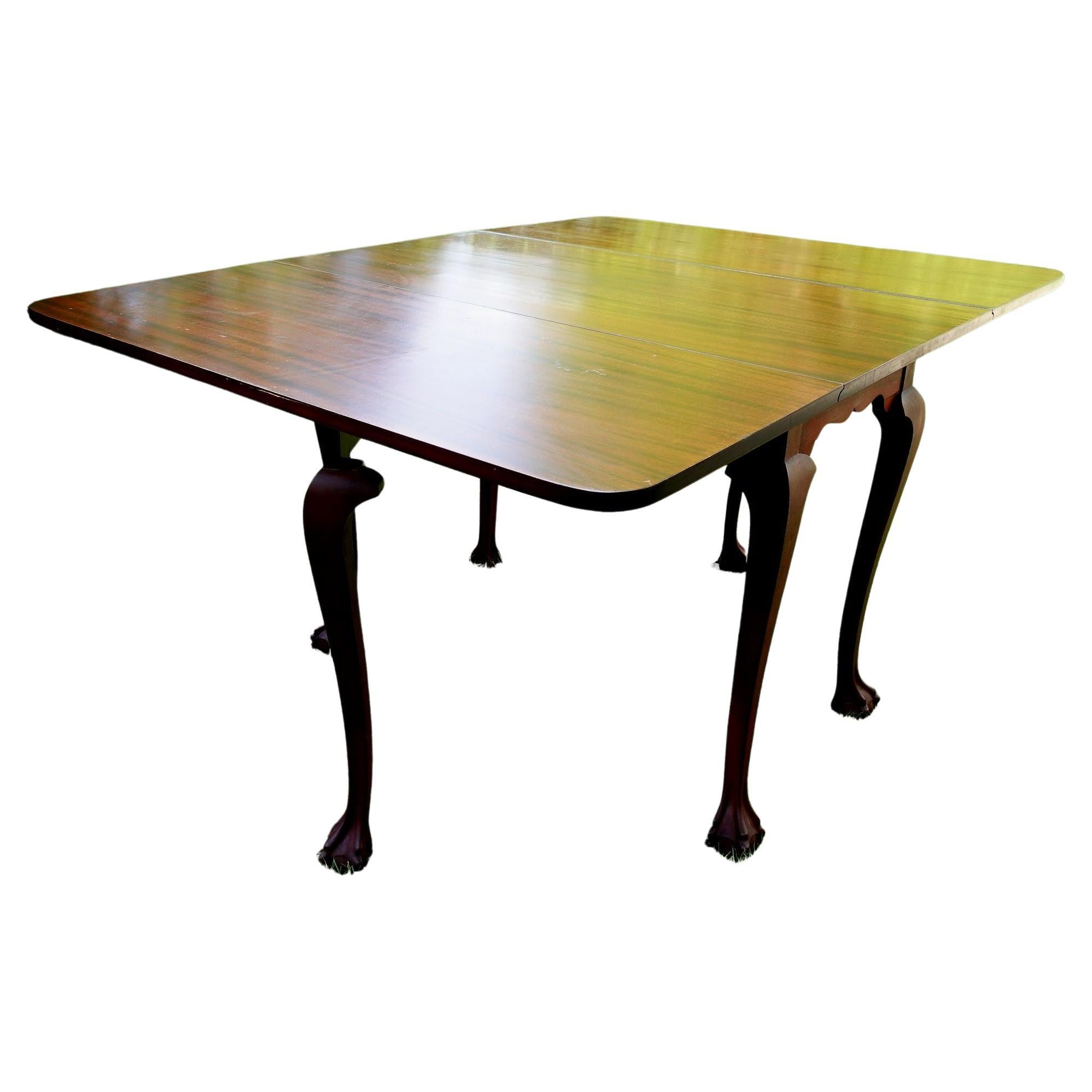 Chippendale Six Leg Claw and Ball Drop-Leaf Dining Table #2 For Sale