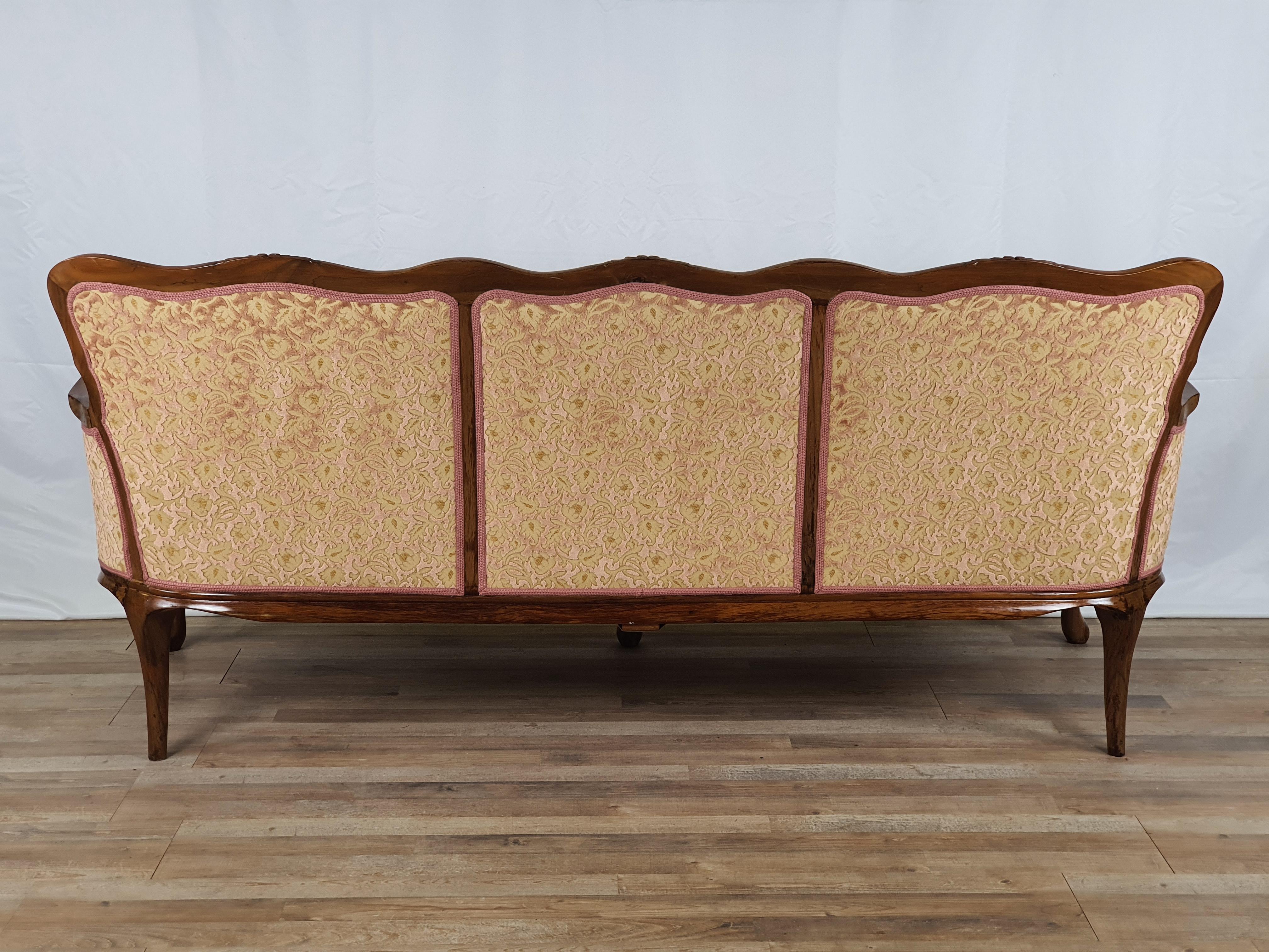Chippendale Sofa in Walnut with Upholstered Cushions, 1950 14