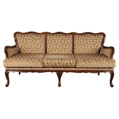 Vintage Chippendale Sofa in Walnut with Upholstered Cushions, 1950