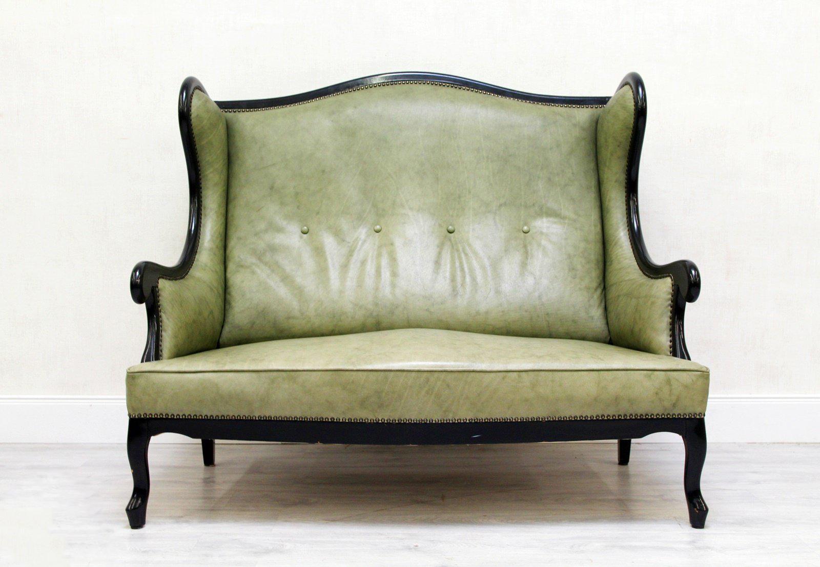 Chippendale Sofa Leather Antique Vintage Couch English Armchair Old im Angebot 2