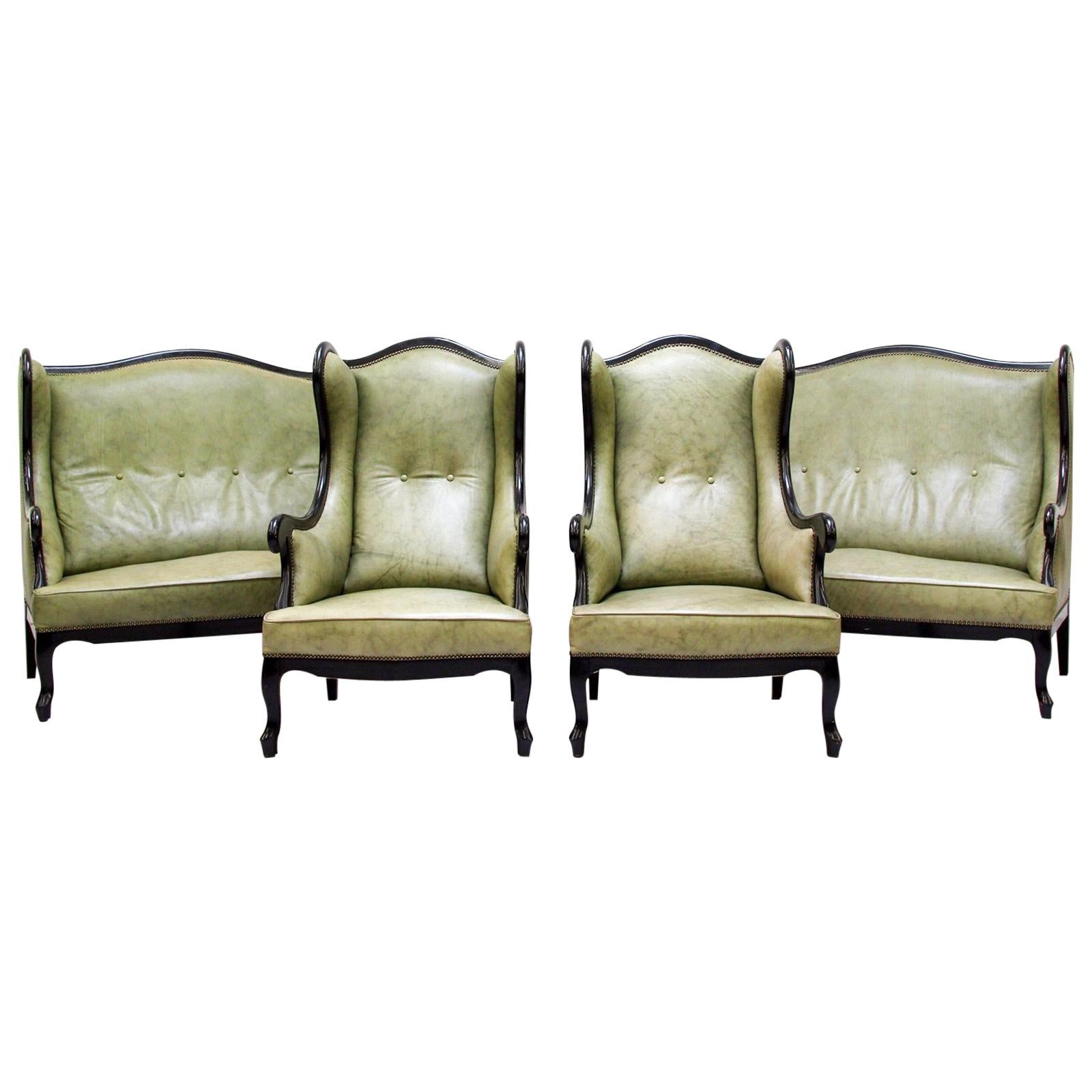 Chippendale Sofa Leather Antique Vintage Couch English Armchair Old For Sale