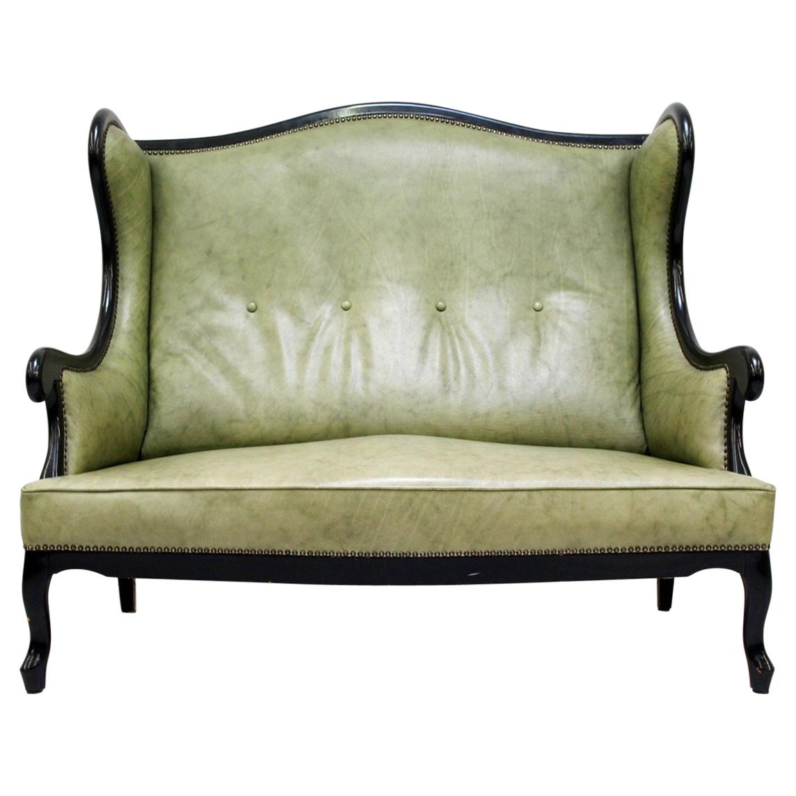 Chippendale Sofa Leather Antique Vintage Couch English Leather Sofa Alt For Sale