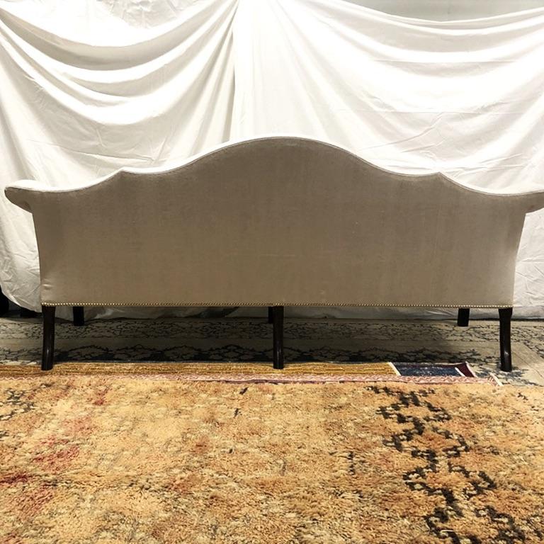 19th Century Chippendale Sofa with Homespun Linen For Sale
