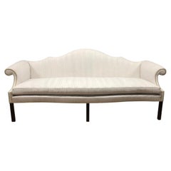 Antique Chippendale Sofa with Homespun Linen