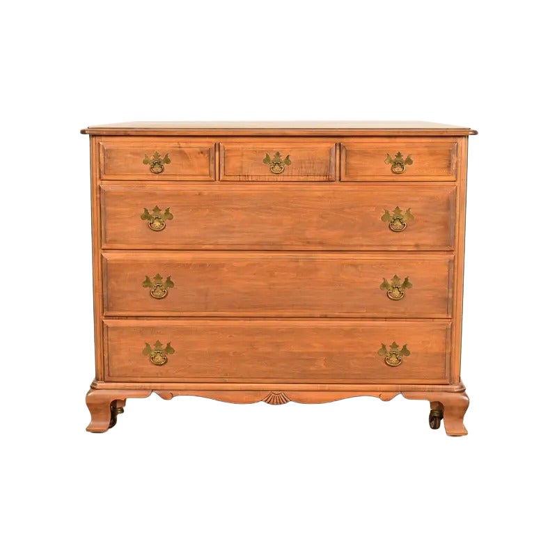 Chippendale Solid Maple Dresser or Chest of Drawers by Kling, Circa 1960s