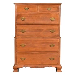 Chippendale Solid Maple Highboy Dresser by Kling, Circa 1960s