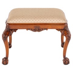 Chippendale Stool Mahogany Seat Ball and Claw Feet