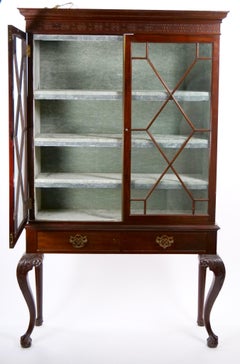 Chippendale Stil 19. Jahrhundert Mahagoni Zweiteiliger Bücherschrank auf Ständer