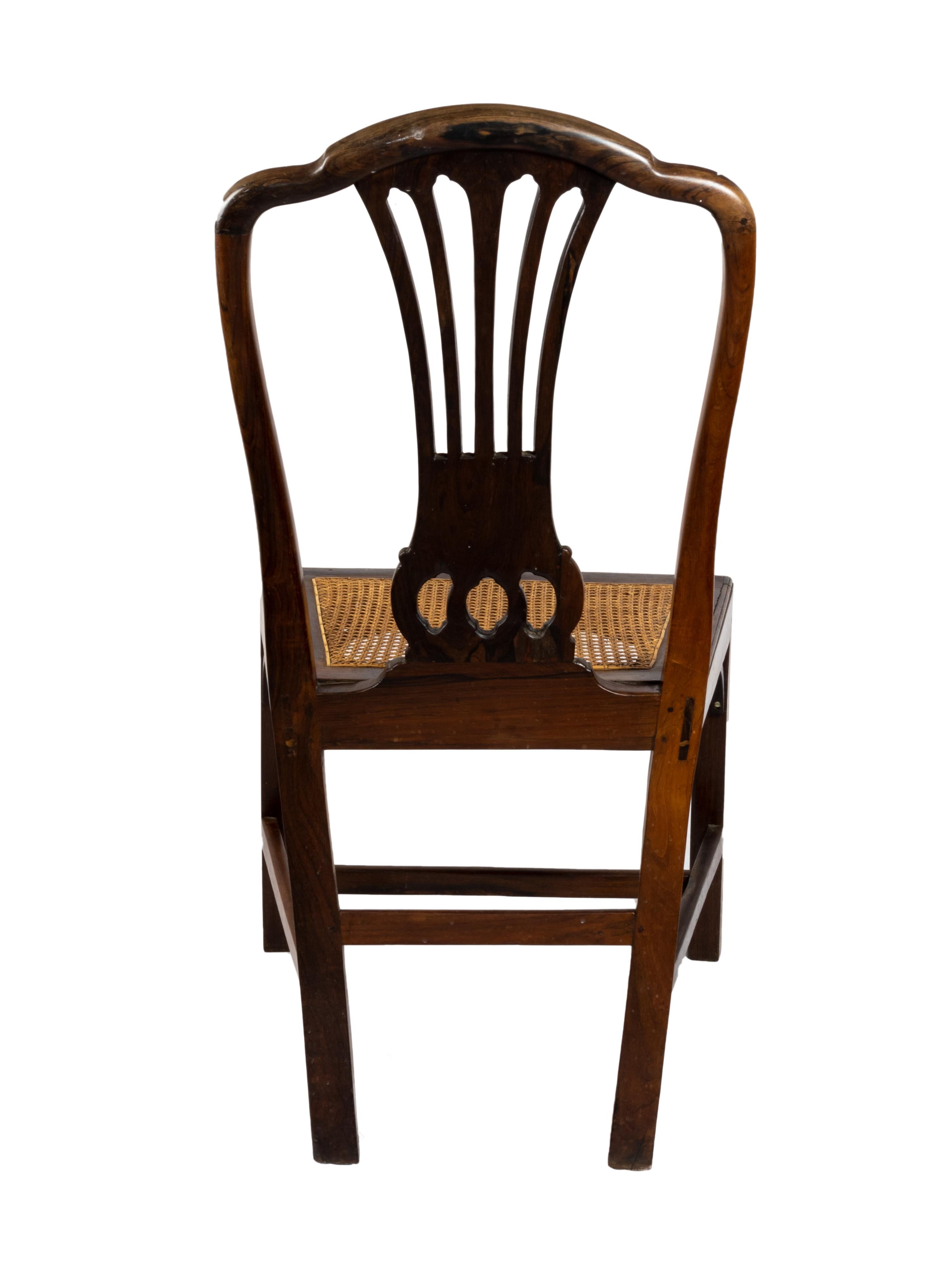 Straw Chippendale Style Amphora Chair, 19th Century For Sale