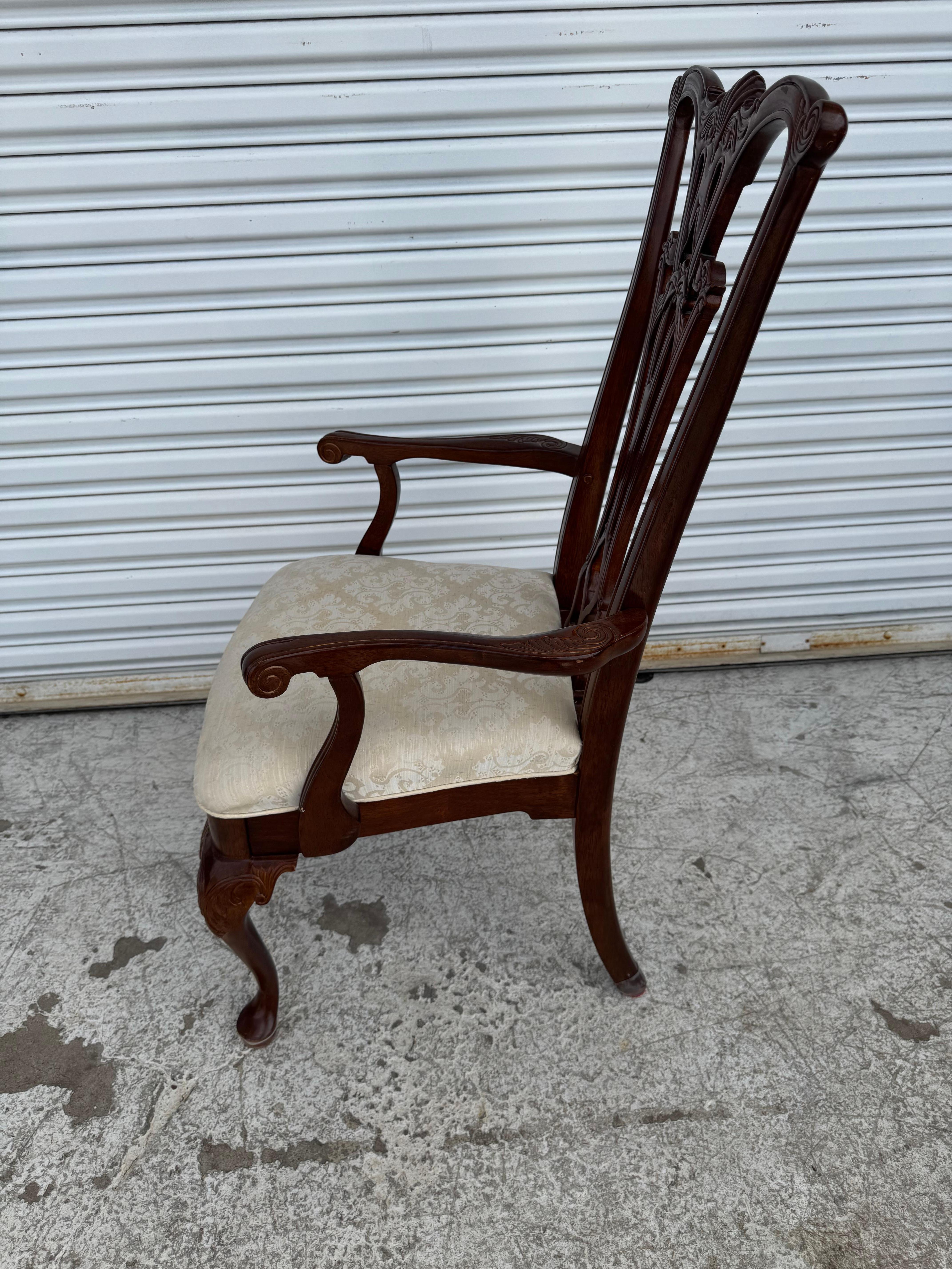Wood Chippendale Style Arm Chair For Sale