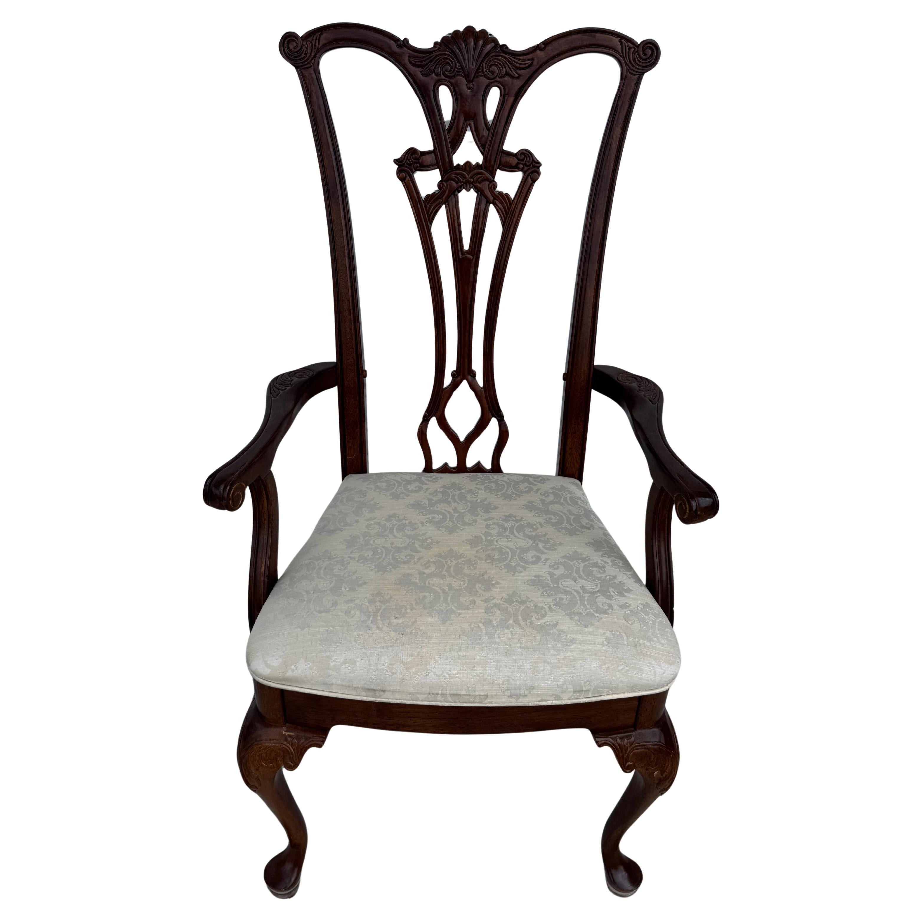 Chippendale Style Arm Chair For Sale
